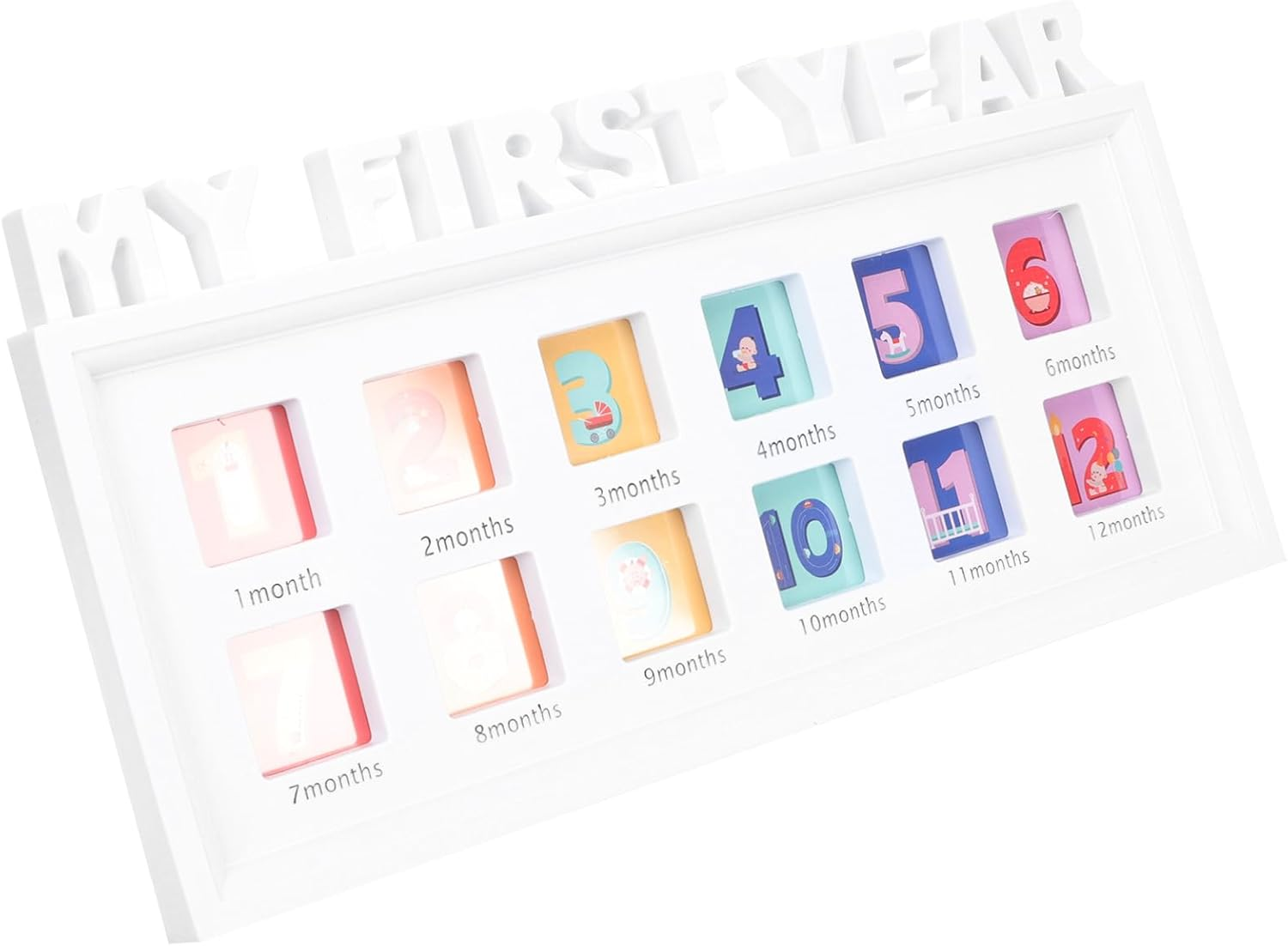 Kisangel Memorial Picture Frame 12 Photo Frame Picture Frame My First Photo Album for Baby Infant Photo Kid Infant Photo Frame Essentials PVC Film White Child Newborn Clip Photo Frames image number 3