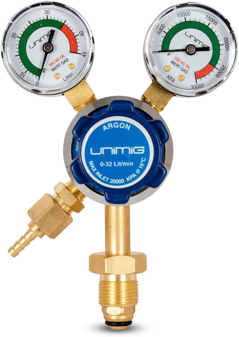 UNIMIG Twin Gauge Argon Gas Regulator CO2 Welding Pressure Flow Meter Argonreg Durable for Easy Reading Tig Welding Parts Mig image number 3