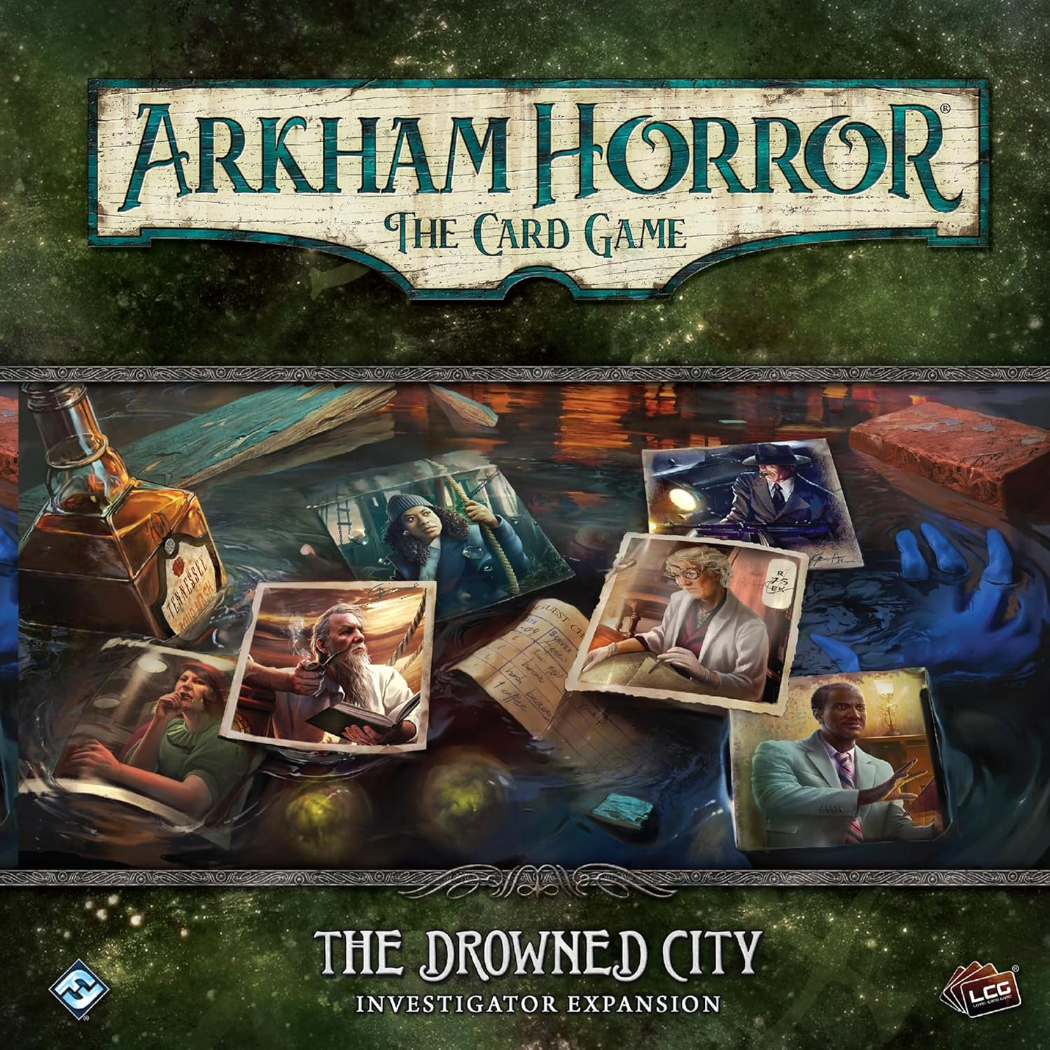 Asmodee North America Arkham Horror the Drowned City Investigator Expansion Living Card Game image number 1
