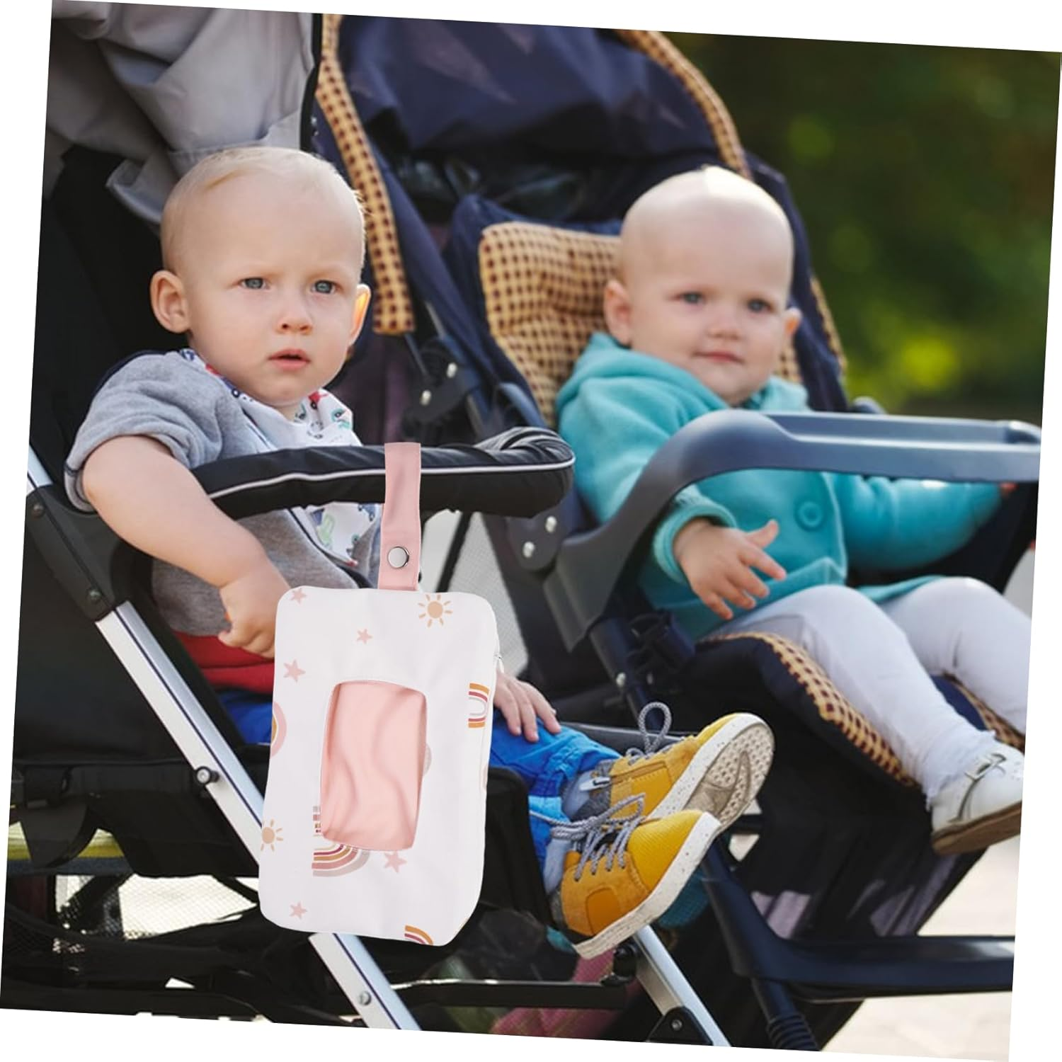 Small Wipes Dispenser Bag Portable Wet Tissue Box Easy Access Loop Stylish Cartoon Design image number 4