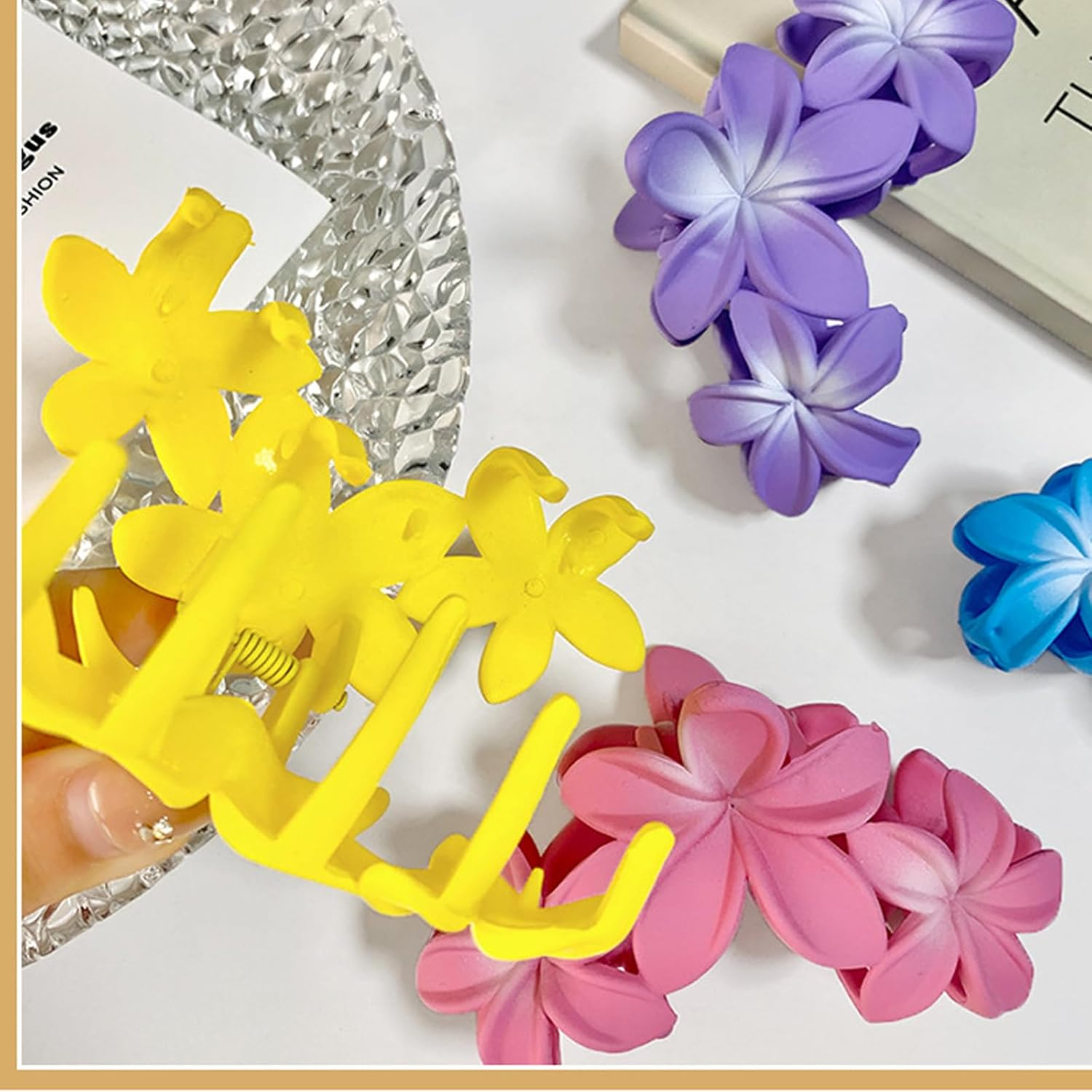 Whaleo Set of 8 Flower Hair Clips, Flower Hair Clips, Hair Clips, Flower Hair Clips, Elegant Hair Accessories for Women, Girls image number 3