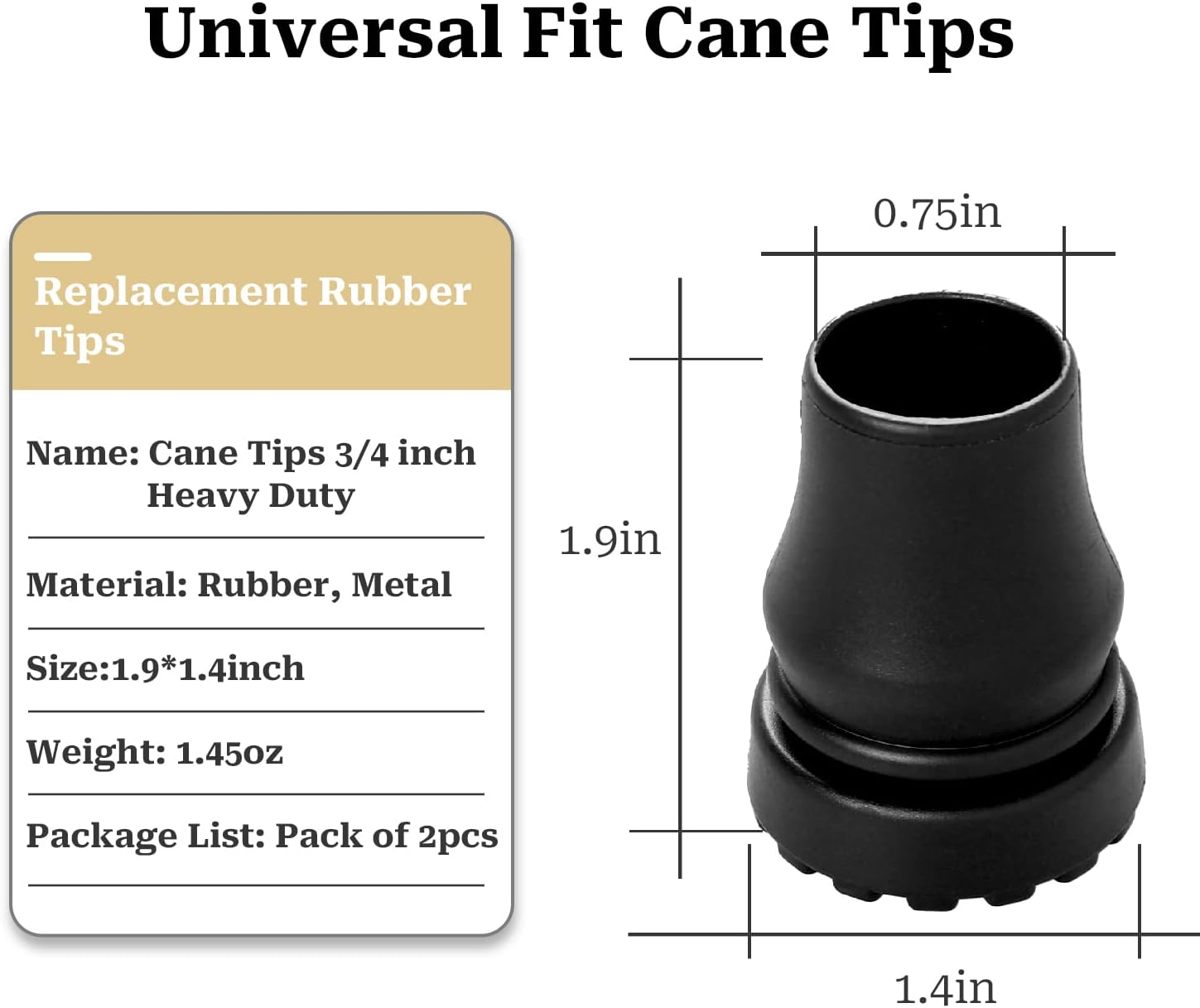 4Pcs Cane Tips 3/4 Inch Heavy Duty Rubber Cane Tips, anti Slip TPR Replacement Rubber Tips for Canes, Walking Sticks, Hiking Stick, Seniors Crutches image number 3