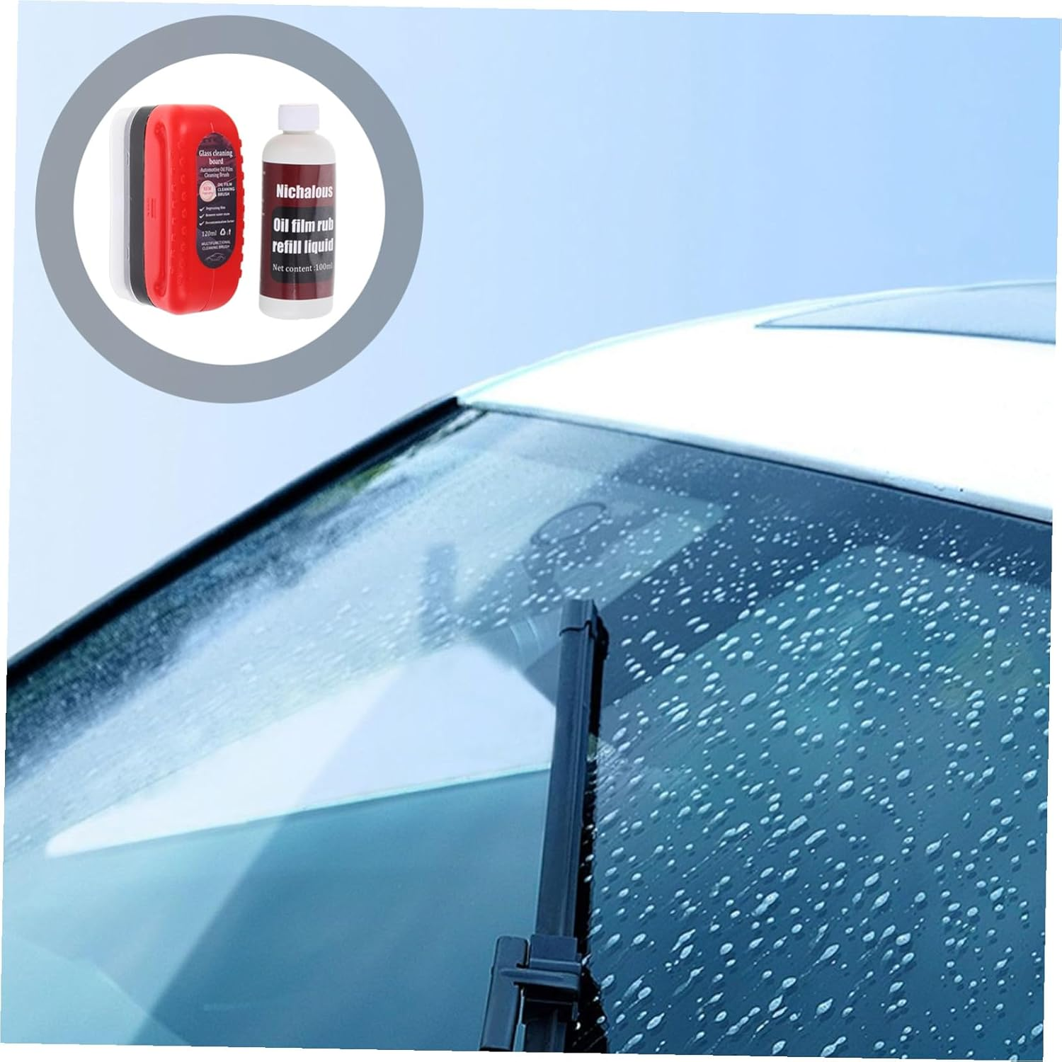 ULTECHNOVO High Efficiency Car Window Cleaner Tool with Innovative Brush Multifunctional Automotive Glass Oil Film Remover for Clear Windscreen Compact Portable Glass Board Cleaner image number 3
