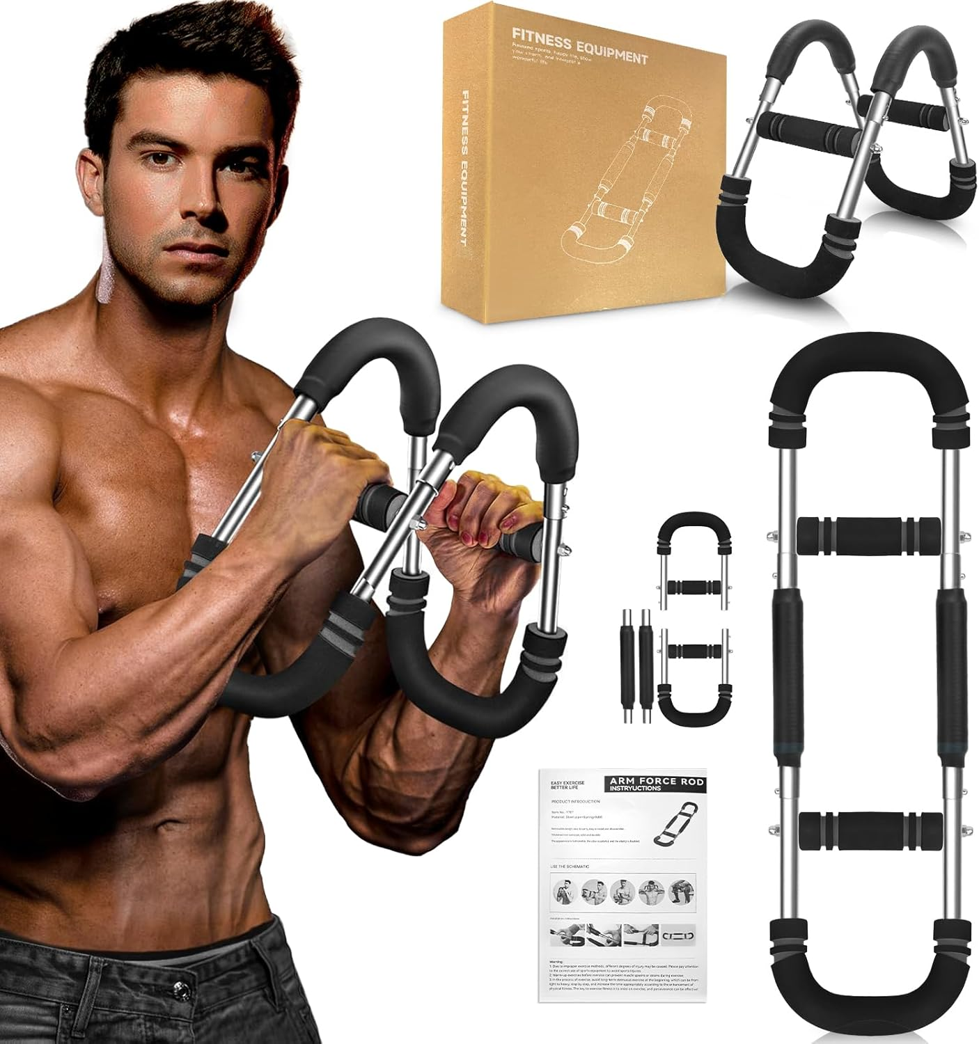 Twister Arm Trainer, 20-70 Lb Adjustable Chest Workout Equipment, Forearm Strengthener, Power Twist Arm Trainer for Men, Arm Exercise Equipment, Portable Spring Resistance for Home Workout Equipment image number 2