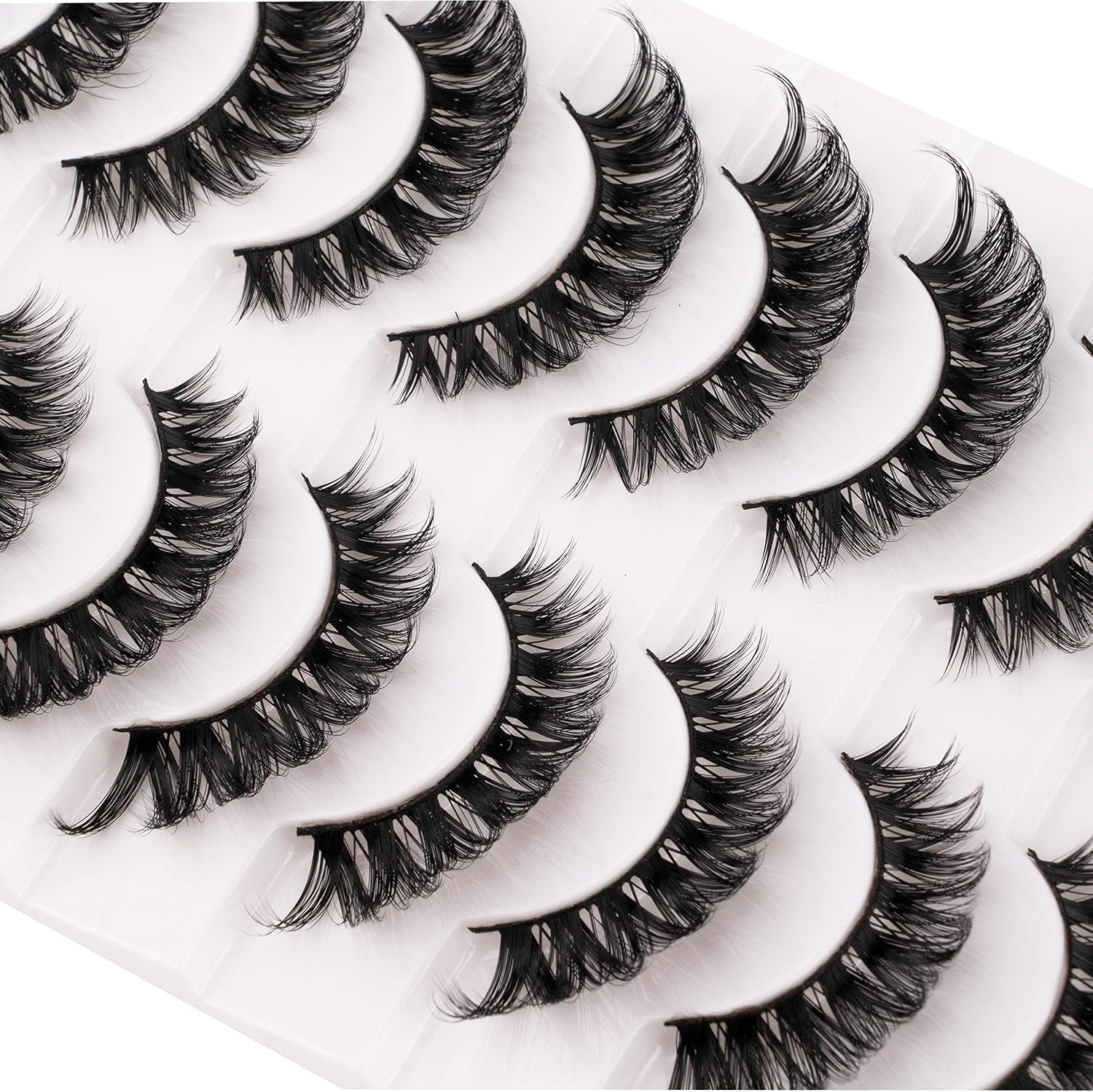 Russian Strip False Eyelashes D Curl Soft Faux Mink Lashes Natural Curly Cat Eye Fake Lashes Extension 10 Pairs Happy Heartbeat(Ic9) - Ic9 image number 4