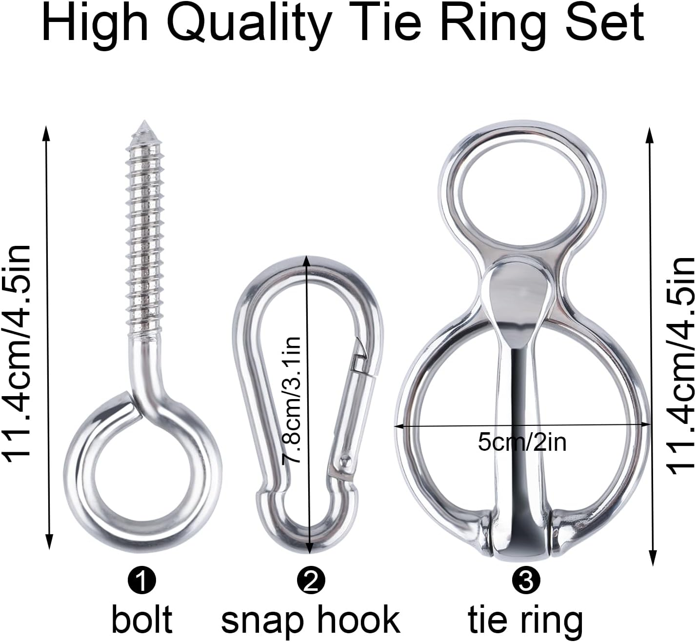 3Pcs Heavy Duty Horse Tie Ring, Durable Stainless Steel Tie Ring for Horses with Eye Bolt Horse Tie Post Quick Release Safety Horse Accessories image number 1