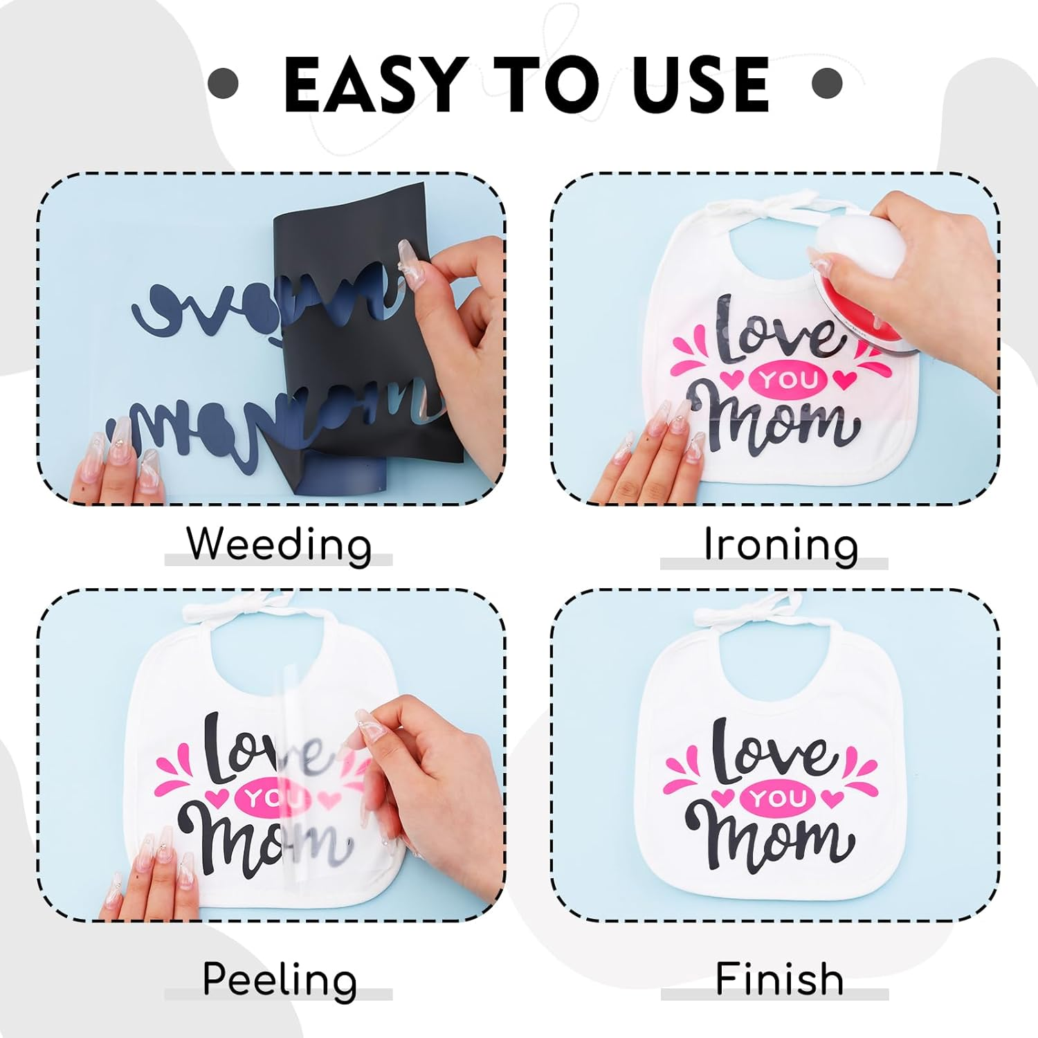 Tintnut Black Heat Transfer Vinyl,6 Sheets 12" X 10" HTV Vinyl,Iron on Vinyl for T-Shirts