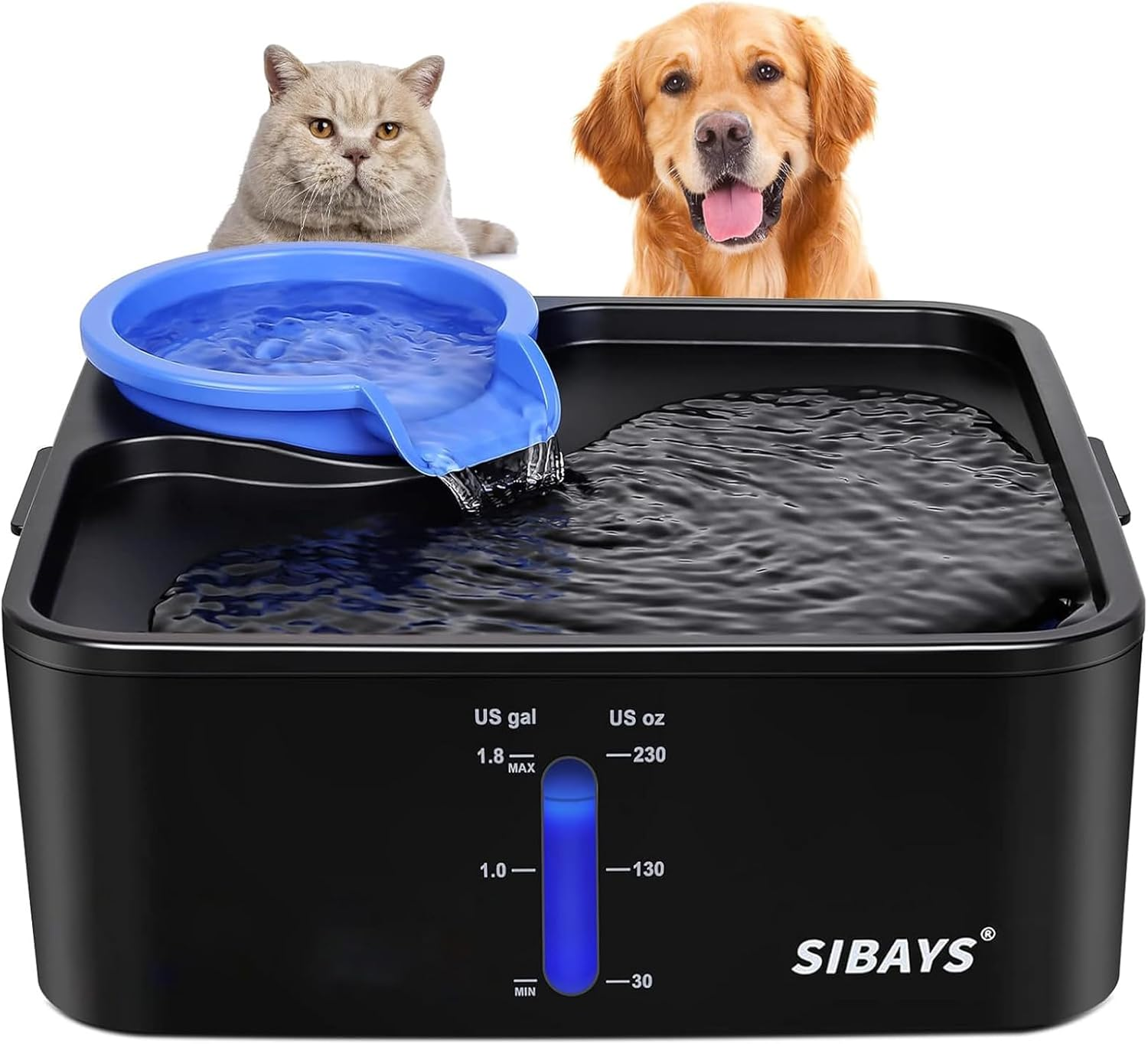 SIBAYS 6 Pack Cat Water Fountain Filter Replacement 【Filter&Sponge&Filter Bag】 for 5 Layers Filtration System 230Oz/7L Pet Water Fountains,Coconut Shell Activated Carbon and PP Cotton