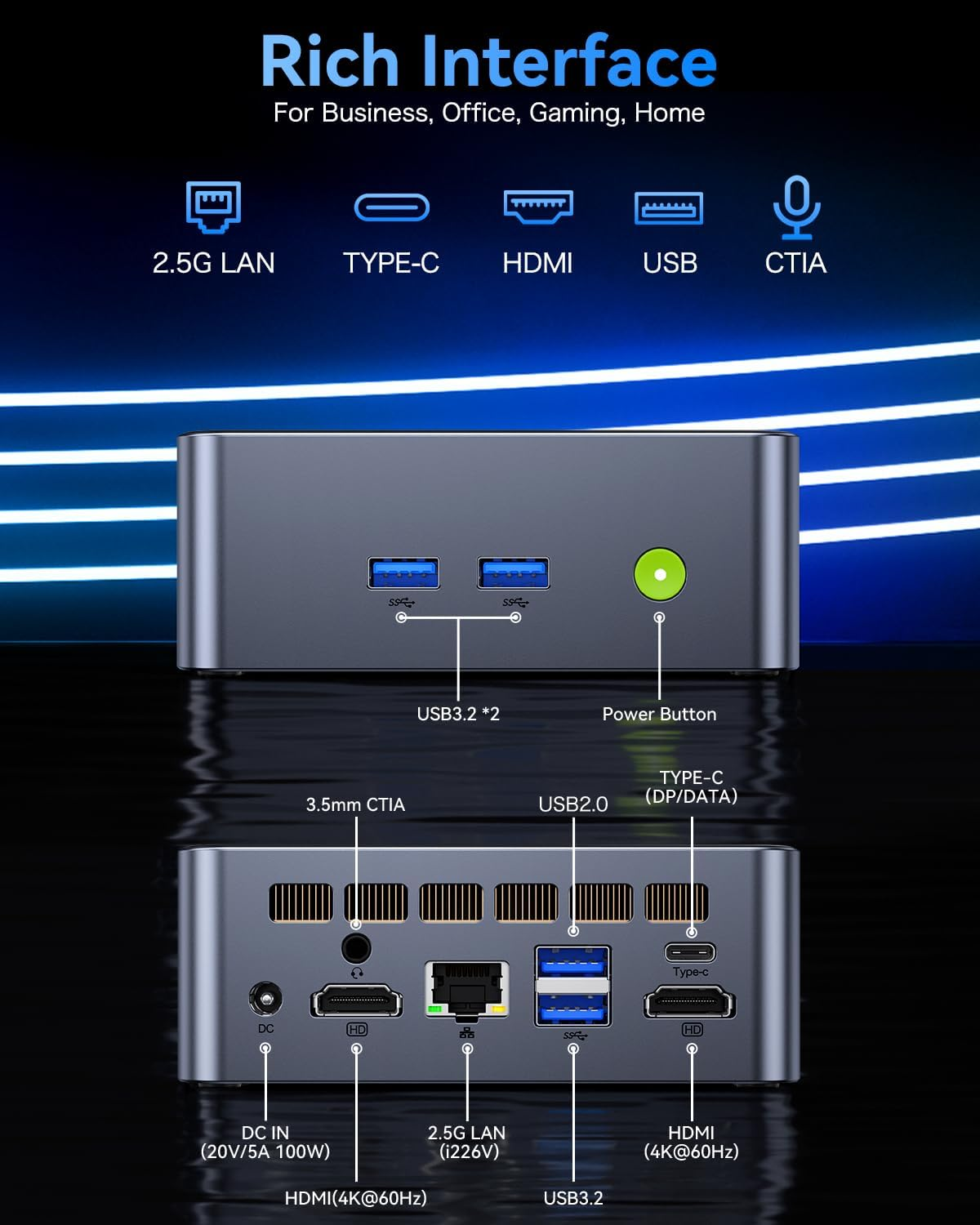 Gmktec Mini PC Intel I7 12700H (14C/20T 4.7 Ghz) 32GB DDR4 1TB SSD Intel I226V LAN 2.5G, USB-C 4.0 Mini Desktop Computer Iris XE Graphics, Triple 4K Display, Wifi 6, BT5.2 M3 Ultra image number 1