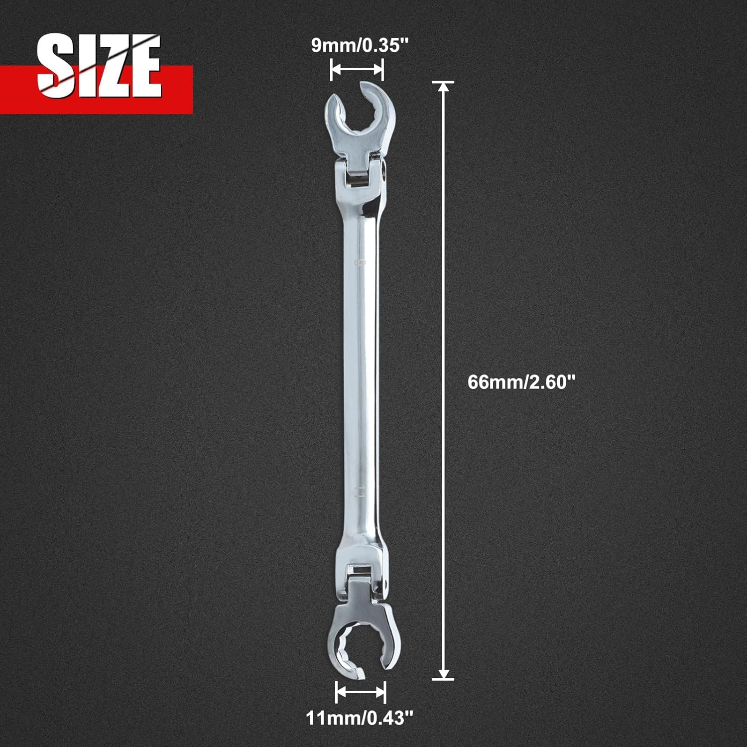 GOLD DEER Flex Head Flare Nut Wrench 10 * 12Mm Flare Nut Wrench Set Metric Flare Tool Double Flexible Flare Nut Line Wrench Flare Tool Flex Tools 40Cr for Automotive Repairs Plumbing Repairs image number 2