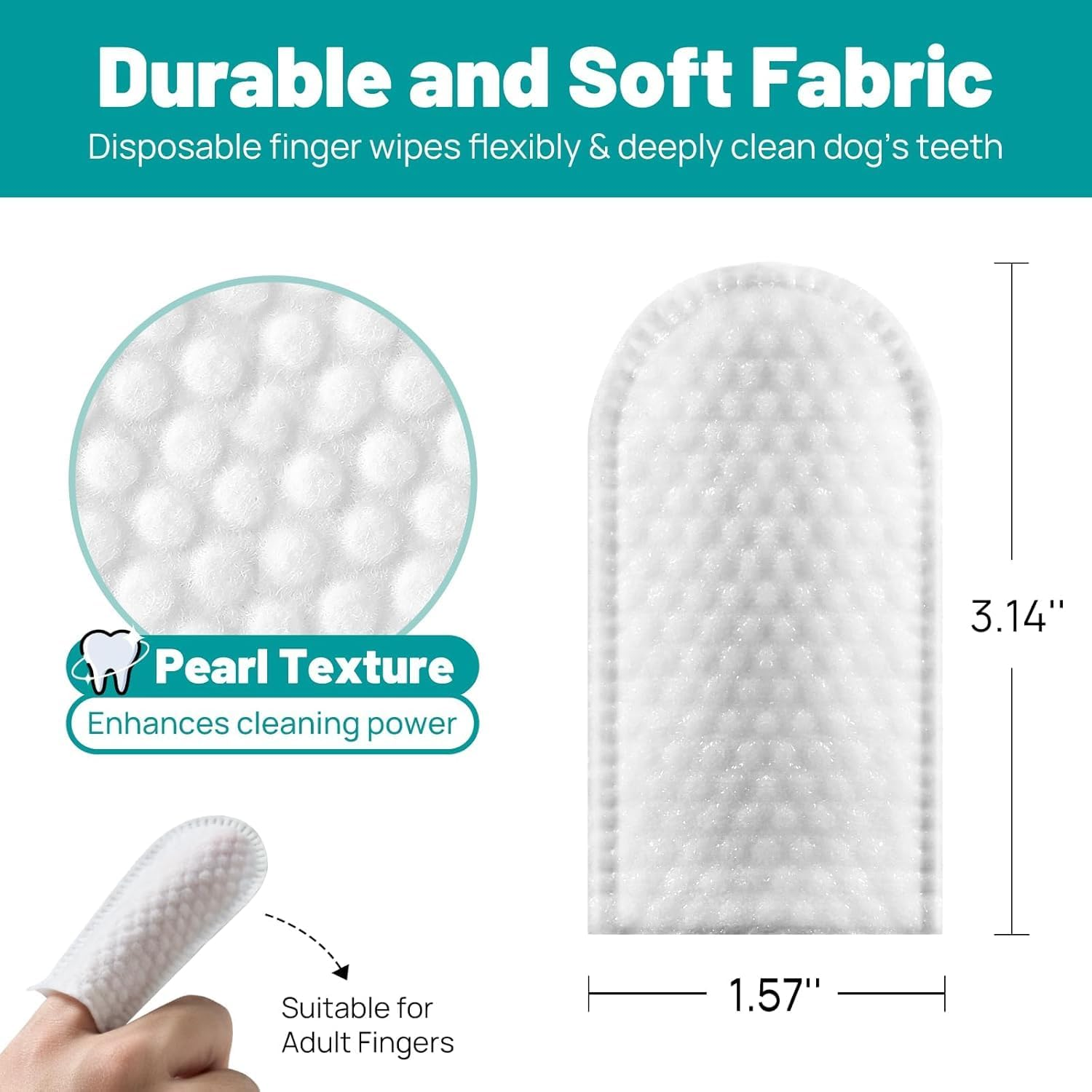 Mumoo Bear Mumoo Bear Dog Dental Care Finger Wipes - Teeth Cleaning Finger Wipes for Dog & Cats - Tooth Brushing Kit Dental Wipes for Dog - Reduces Plaque & Freshens Breath (50 PCS, Unscented) image number 4