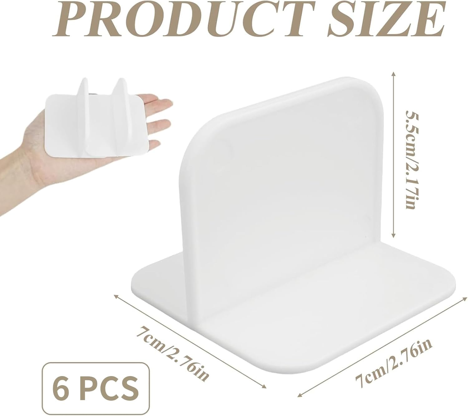 Hunken 6 Pcs Anti-Fall Stickers for Furniture, No Drilling Required, Self-Adhesive Support Pegs for Shelf Brackets, Wardrobe Shelves, Tables, and Heavy Furniture Fixing, White image number 6