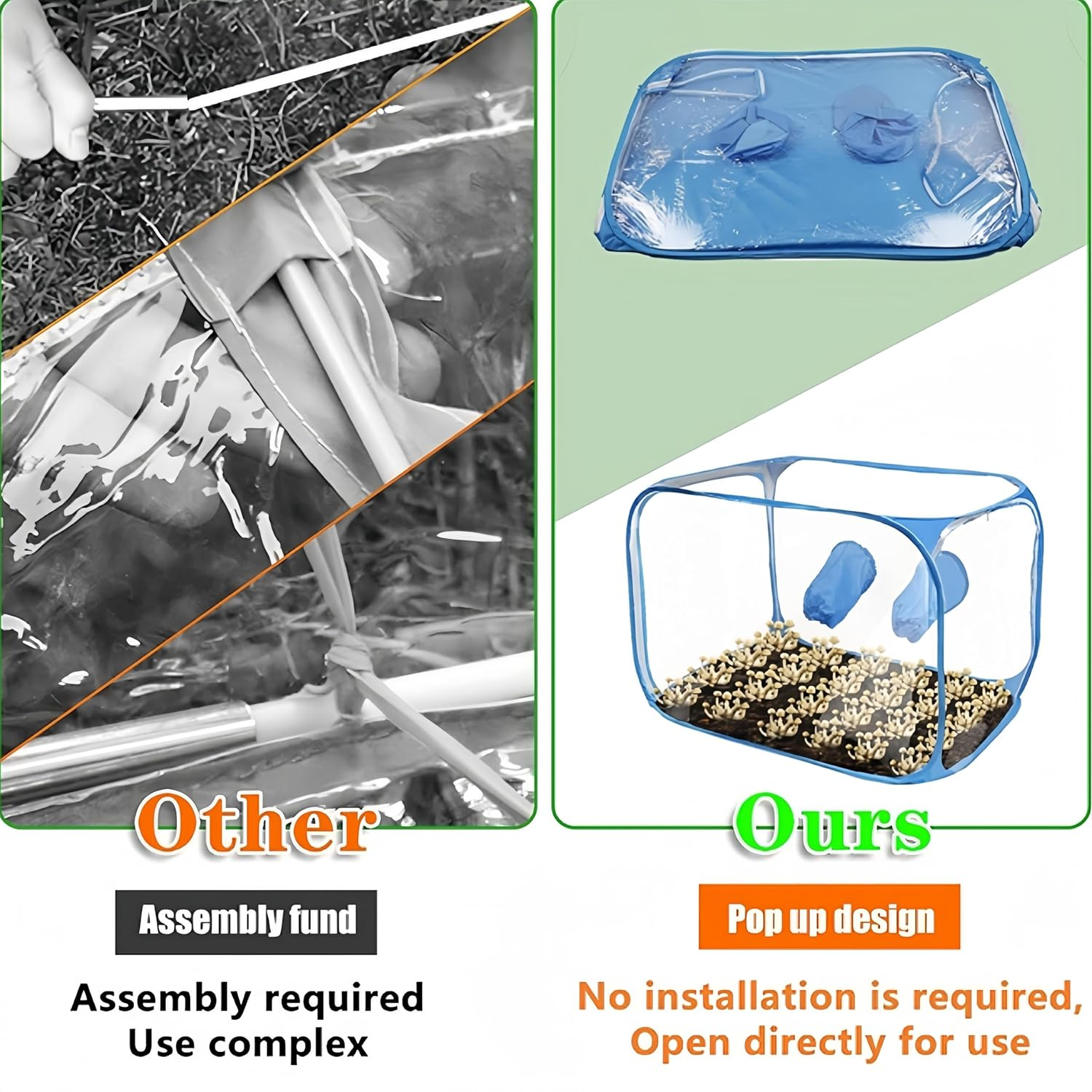 Febohao Mushroom Growing Tent Waterproof Foldable Still Air Purifier Storage Box Pop up Mushroom Growing Container Kit House Mycology Fume Hood Propagatio Stations Greenhouse Gardening Plant image number 3