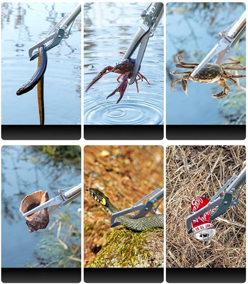 Snake Tongs, 47" Extra Long Snake Grabber Tool, Collapsible Reptile Snake Tongs, Stainless Steel Snake Catcher Stick, Snake & Reptile Hook Wide Jaw Pick-Up Handling Tool 1.2M Straight Clip image number 5