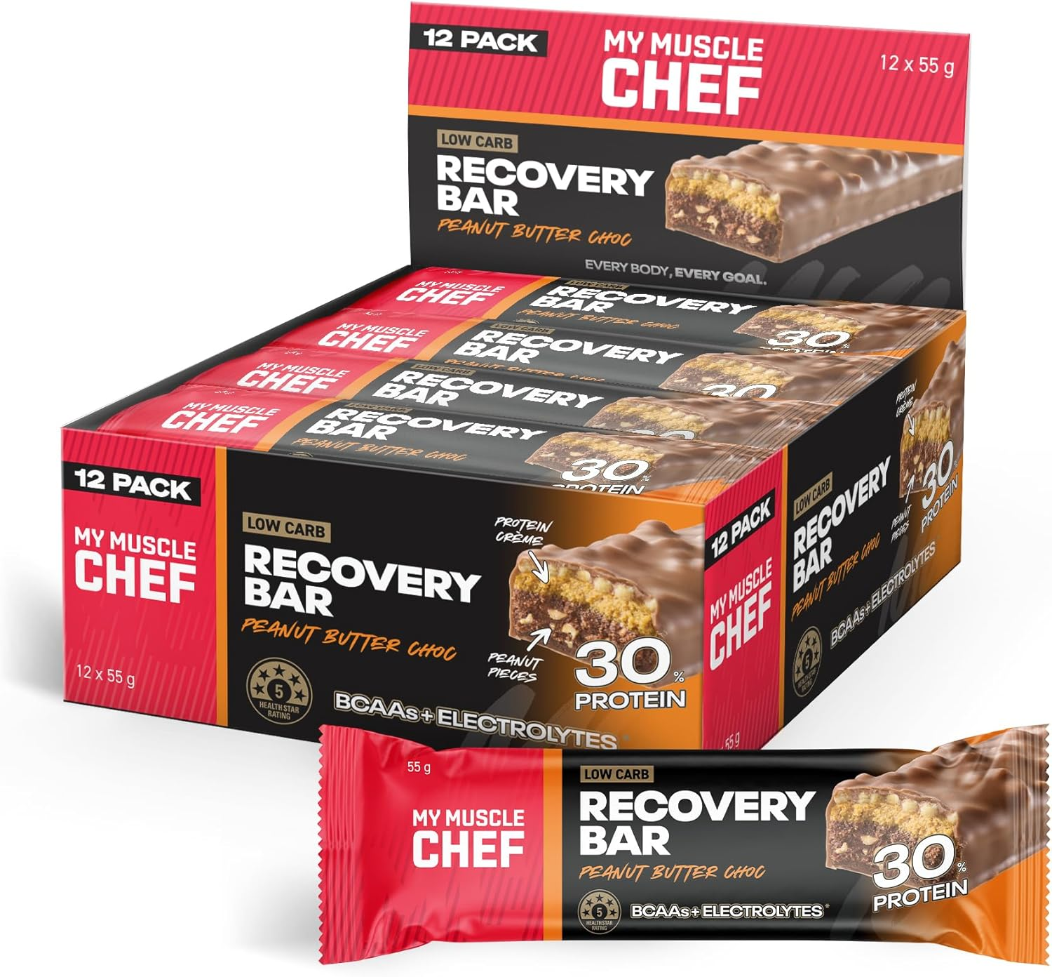 Recovery Bar Peanut Butter Choc Pack of 12 X 55G image number 3