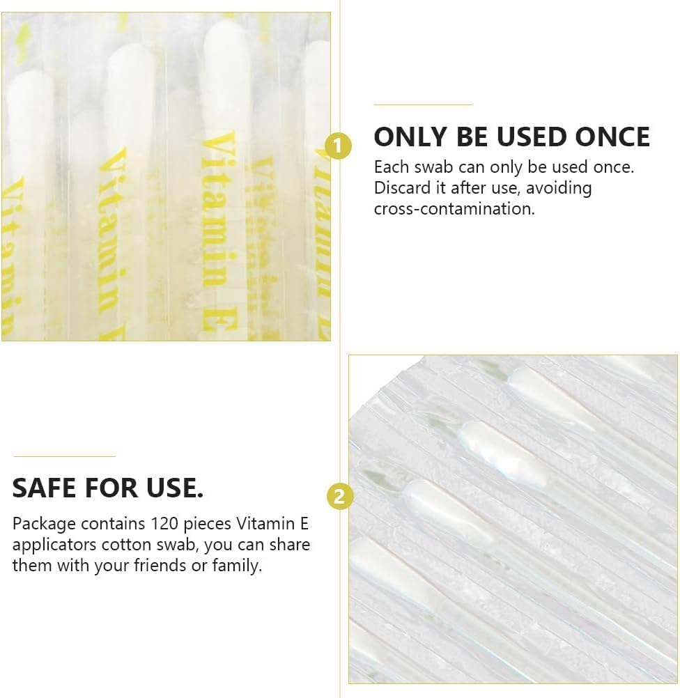 120PCS Lips Oil Swabs Stick,Disposable Applicators,Vitamin E Cotton Swabs E Lips Oil Cotton Swabs for Lip Gum and Teeth image number 3