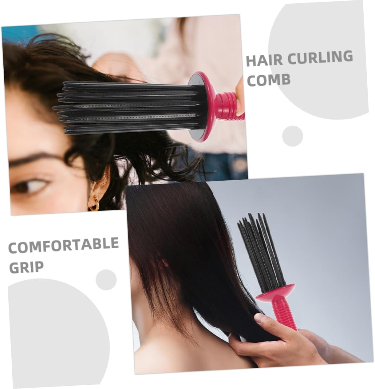 Generic 2Pcs Curly Hair Styling Comb Slip Curling Wand for Salon Quality Volume Fluffy Blow Drying Comb Versatile Curly Hair Tools for Home Travel image number 6