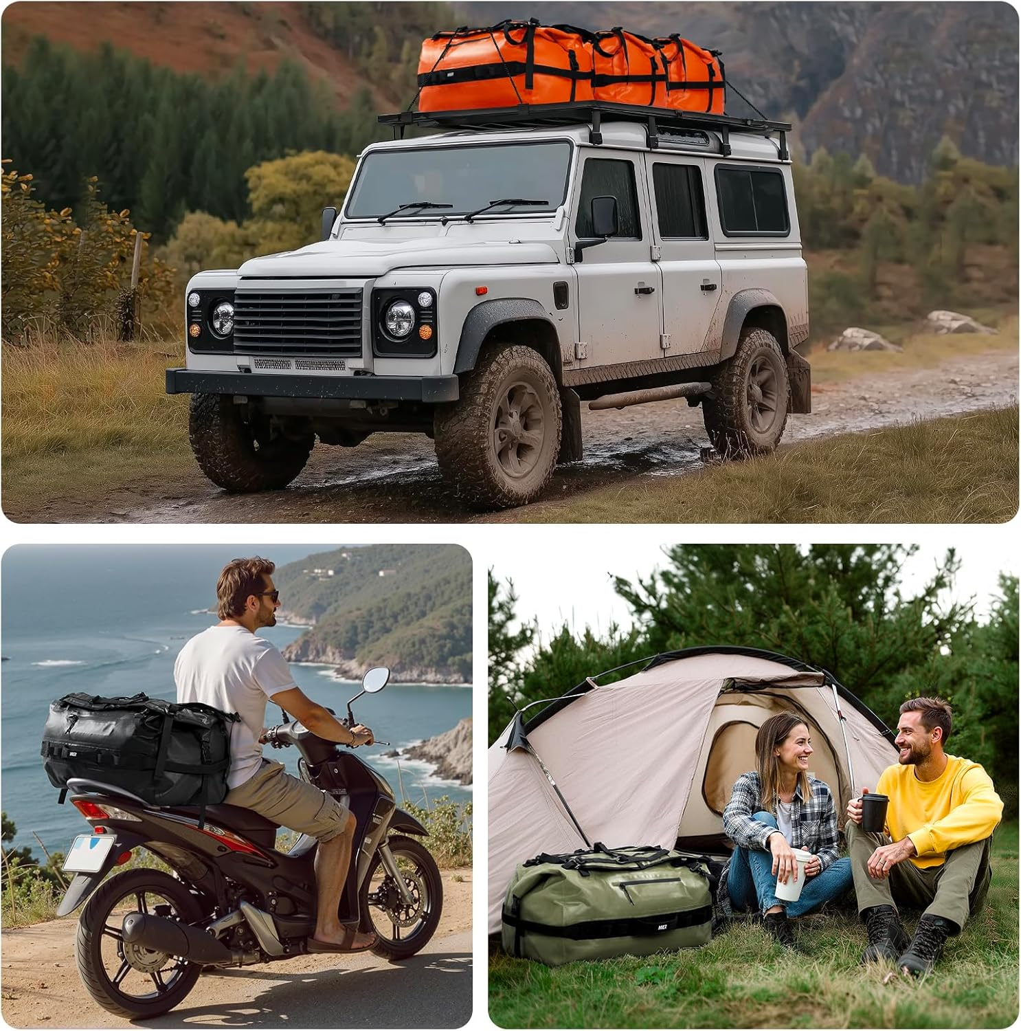 MIER Large Waterproof Duffel Bag Rolltop Dry Backpack Duffle Bags for Kayaking, Rafting, Boating, Swimming, Camping, Travel, Gym, Beach, 80L image number 7