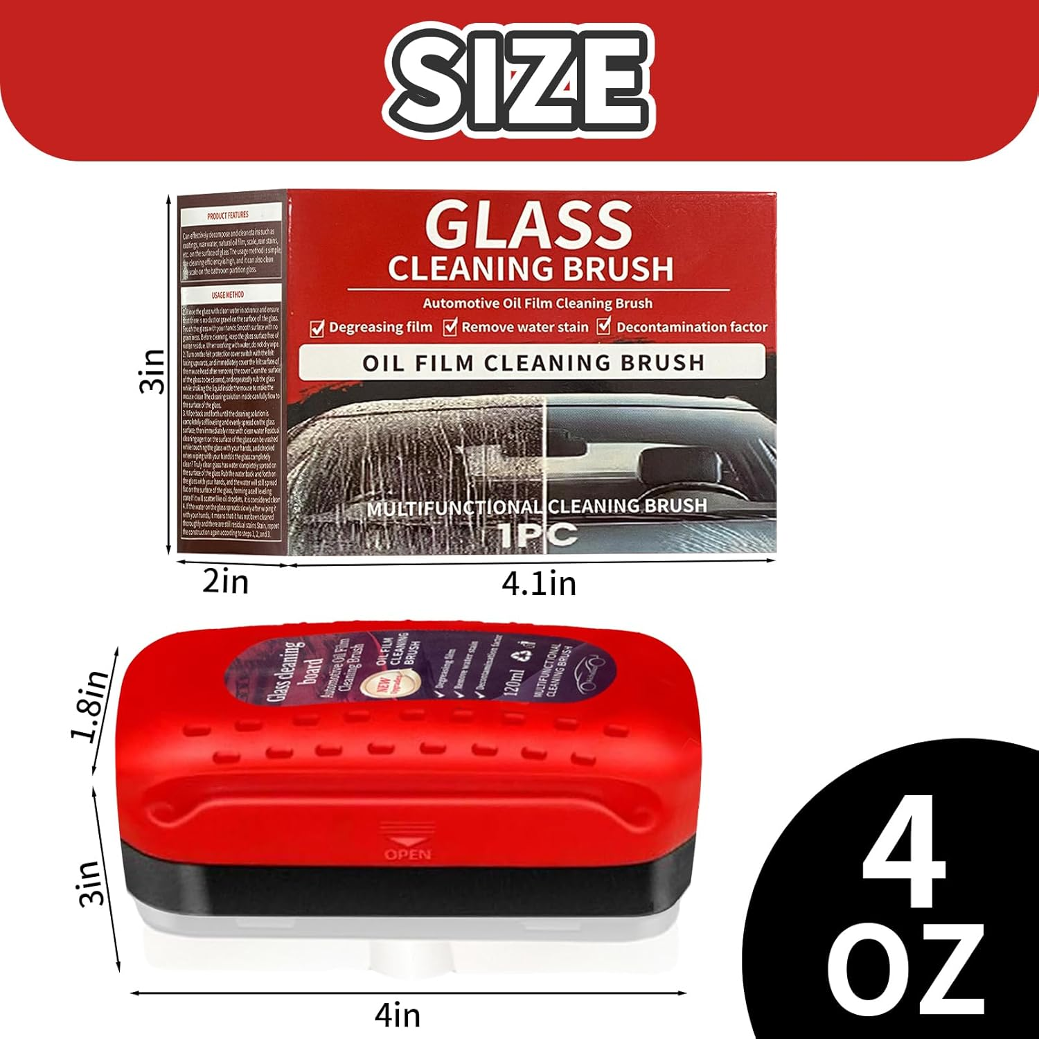 Automotive Oil Film Cleaning Brush, Oil Film Remover for Car Window, Windshield Oil Film Cleaner, Can Improve the Clarity and Visibility of Glass (4.05 Oz) image number 4