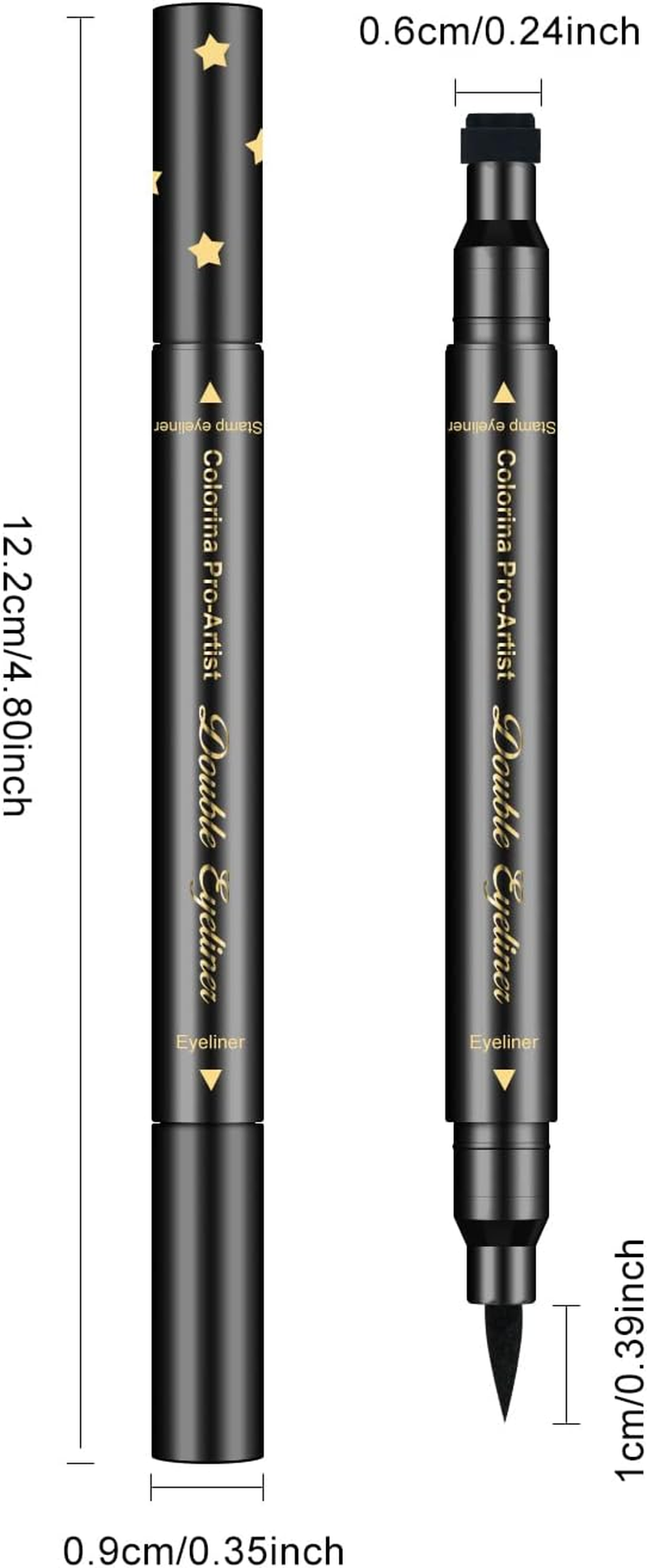 Ownest 6 Pcs Waterproof Smudge-Proof Eyeliner Stamp Pen Set - Eyeliner Tattoo Tool with Smiley, Triangle, Heart, Star, Moon, Flower