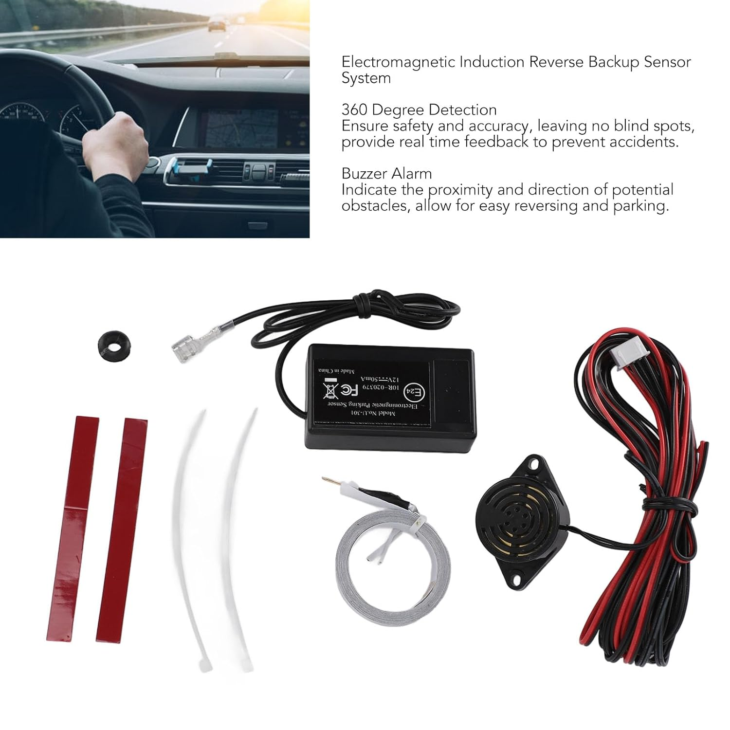 Reverse Backup Parking Sensor Car Electromagnetic Parking Radar System, Vehicle Reverse Backup Radar System Buzzer Alarm Safety Parking Reversing Kit for Car 12V image number 2