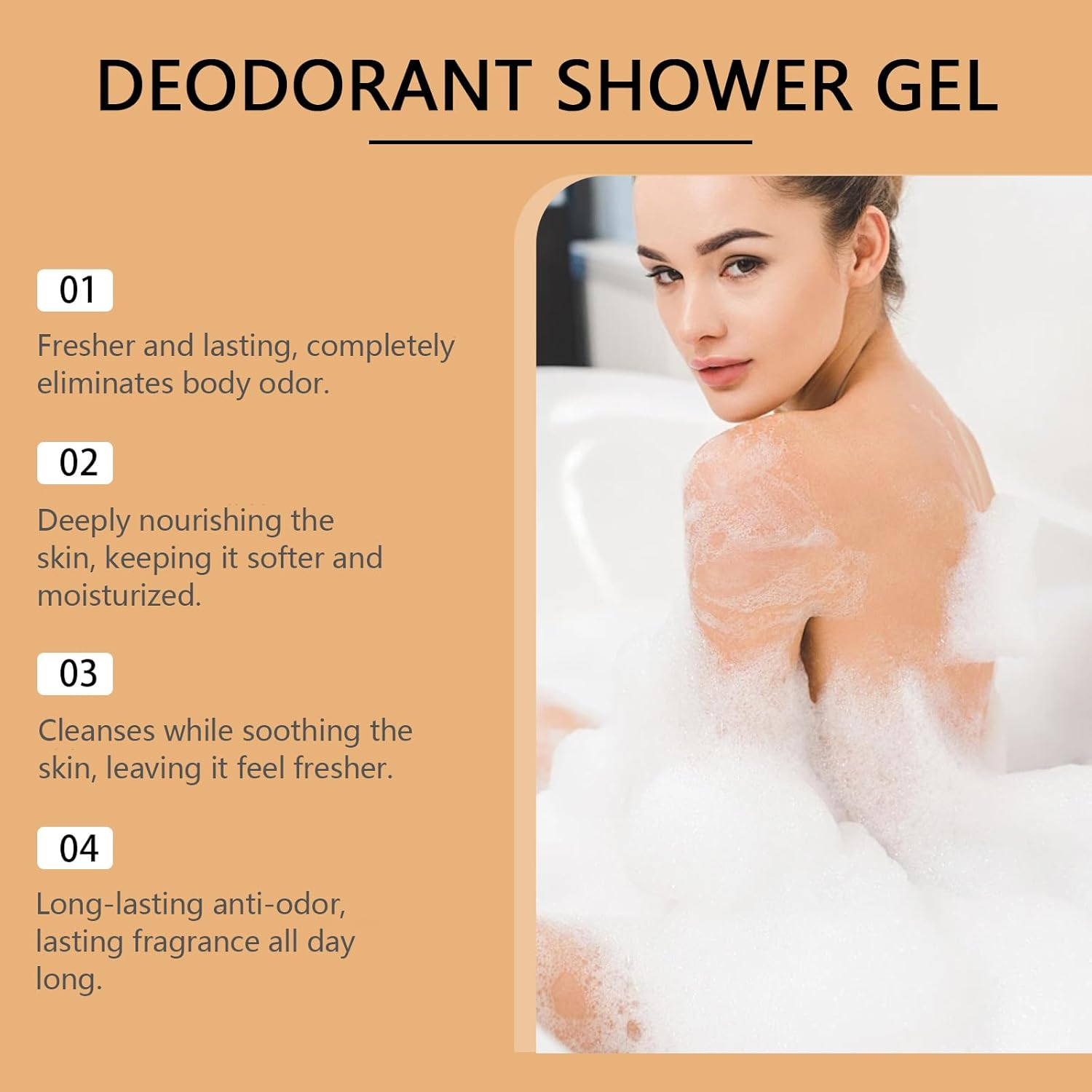 Persimmon Body Wash for Body Odor Controlling, Natural Persimmon Deodorant Shower Gel for Women & Men, Deeply Cleansing & Moisturizing, Nourishing & Brightening Skin, Fresher Scent (2Pcs) image number 4