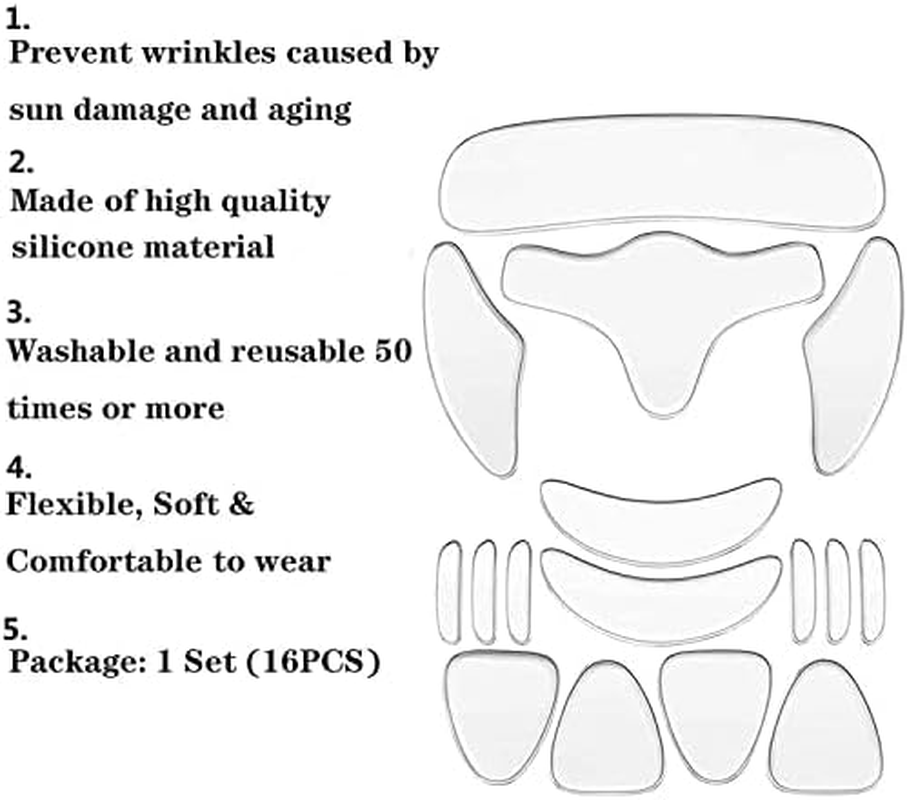 16Pcs Silicone Anti-Wrinkle Patches for Forehead, Eyes and Chin, Washable and Reusable for Enhance Skin Elasticity and Lift Skin image number 3