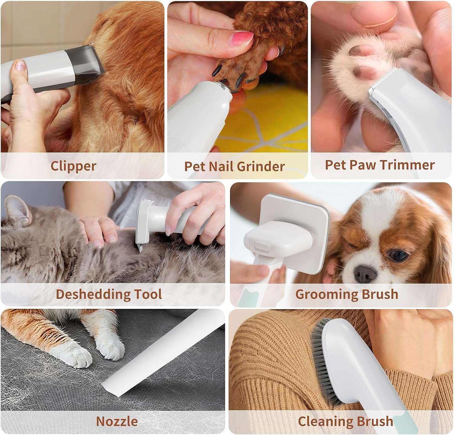 Homodoskey Dog Grooming Kit & Vacuum, Pet Clippers with 6 Pet Grooming Tools, Pet Grooming Vacuum for Dogs Cats Shedding Grooming