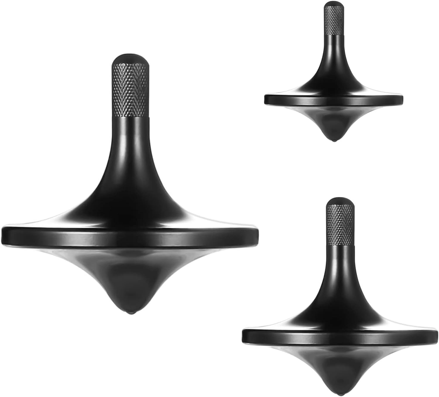 Stainless Steel Spinning Top, Premium Exquisite Perfect Balance Well Made Metal Desk EDC Little Fidget Toy, Spin Long Time over 5 Minutes, Great Value (Black, Medium Diameter 29Mm)