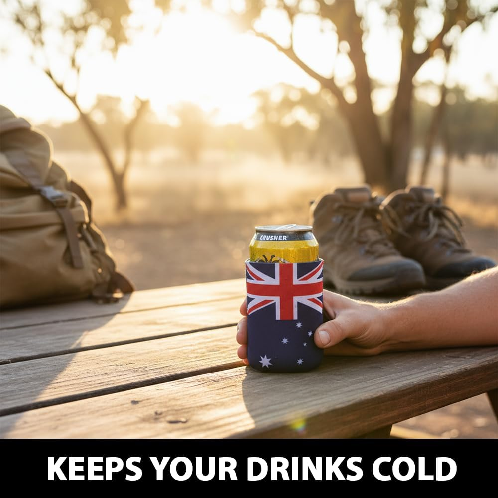 Stubby Holders Australian Flag Can Coolers (8 Pack) - Premium Neoprene Insulated Drink Sleeves for 330Ml Cans & Beer Bottles - Perfect for Bbqs, Camping & Aussie Gifts