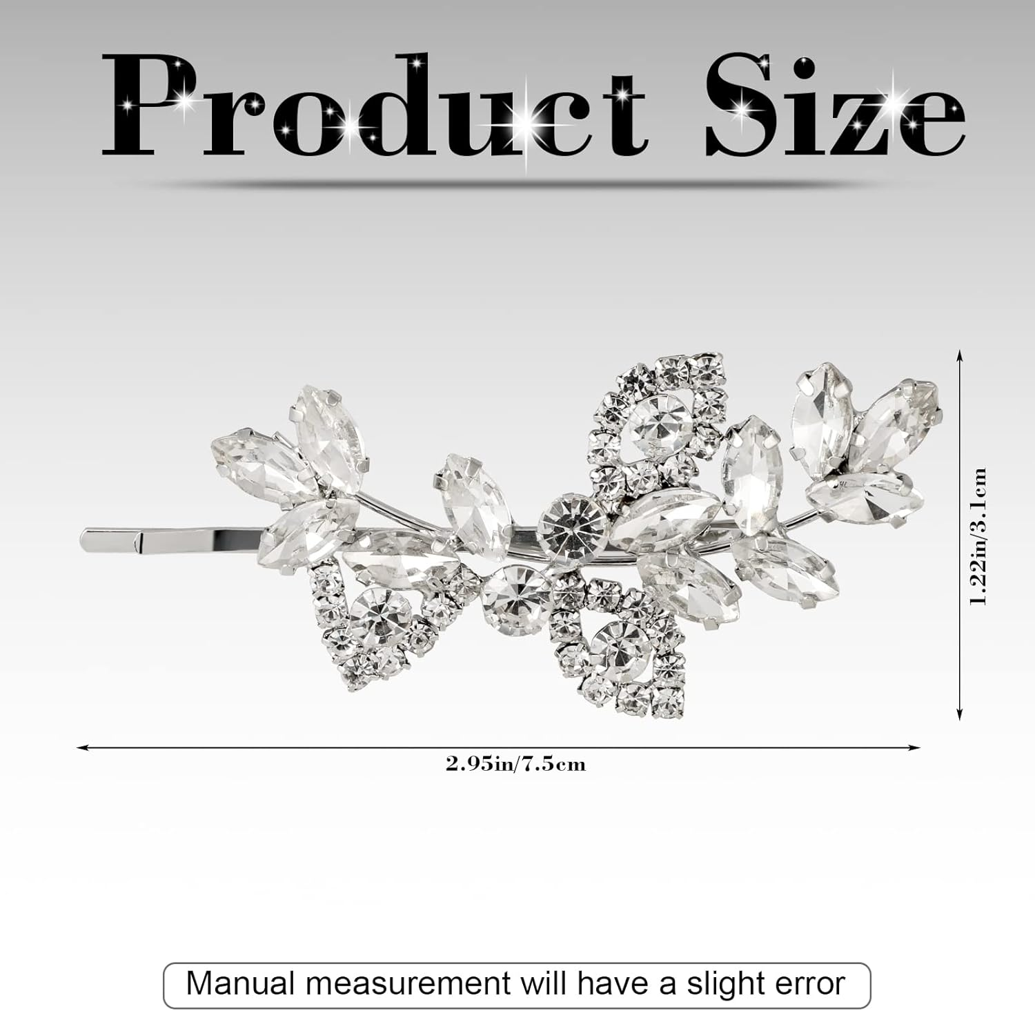 JSRQT Silver Crystal Rhinestone Hair Clips, Wedding Leaf Crystal Hair Pins, Bridal Headpiece Hair Accessories for Women and Girls Pack of 2 image number 2
