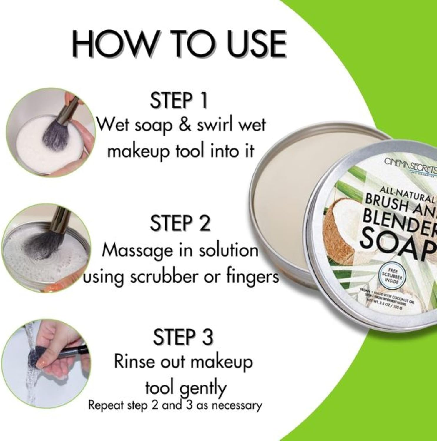 Cinema Secrets All Natural Solid Brush Soap with Scrubber image number 4