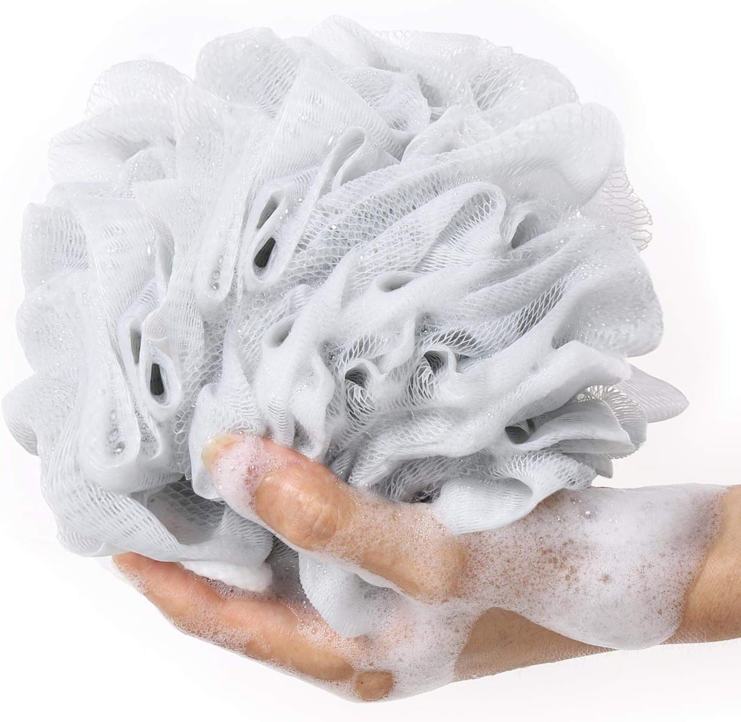 6 Pack Bath Sponge Shower Loofahs Mesh Pouf Bath Scrunchies Body Wash Puff，Luxurious Shower Loofah for Gentle Exfoliation