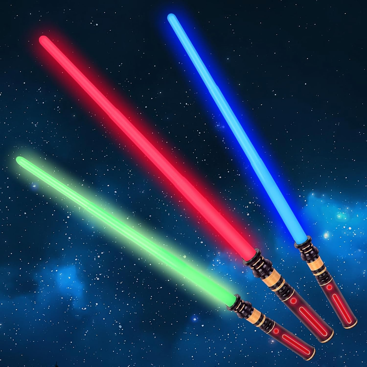 3-Pack Light up Saber, Light Swords with FX Sound and Realistic Handle, Expandable Sabre for Halloween Dress up Parties Birthday Christmas Galaxy War Fighters