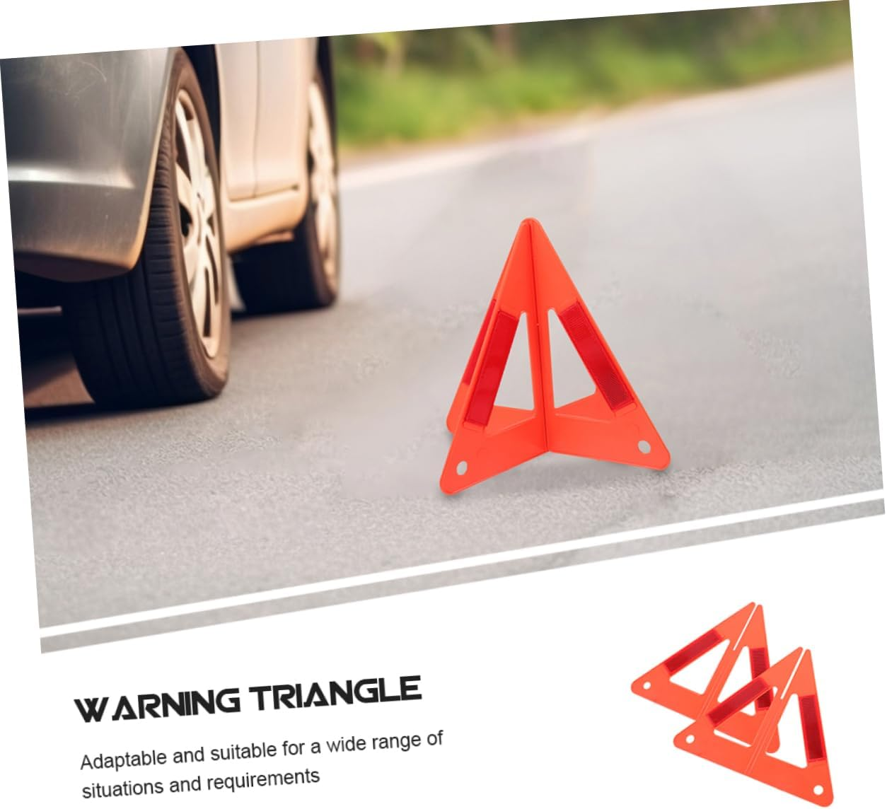 Hohopeti 3Pcs Foldable Emergency Triangles Vehicle Accessories Roadside Reflective Warning Signs Road Safety Kit for Breakdown and Parking Safety image number 6
