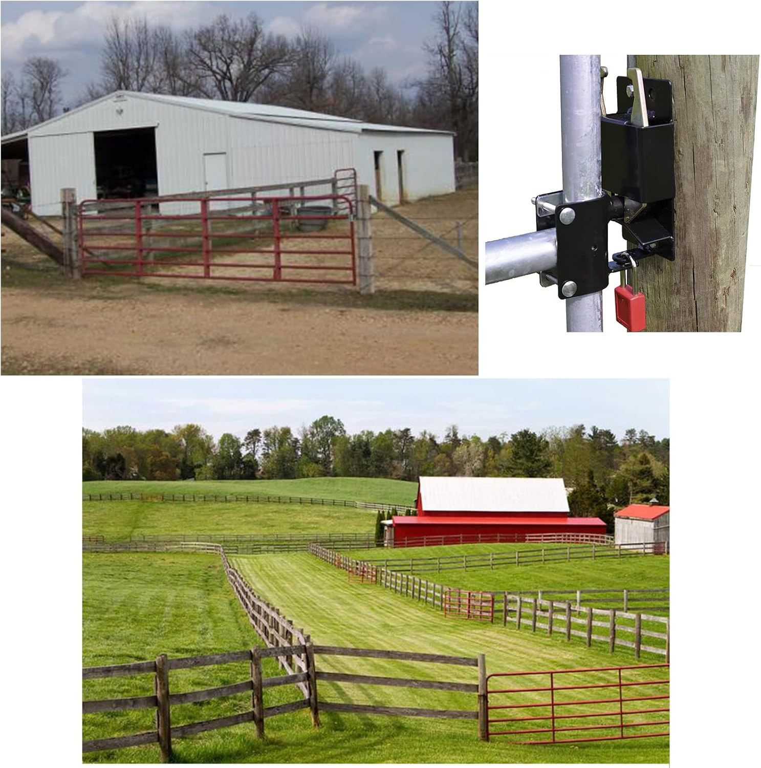 2 Way Farm Gate Latch for Metal Gates Livestock Cattle Gate Latches Hardware Use for Horse Corrals Ranches Etc. (2, Black)
