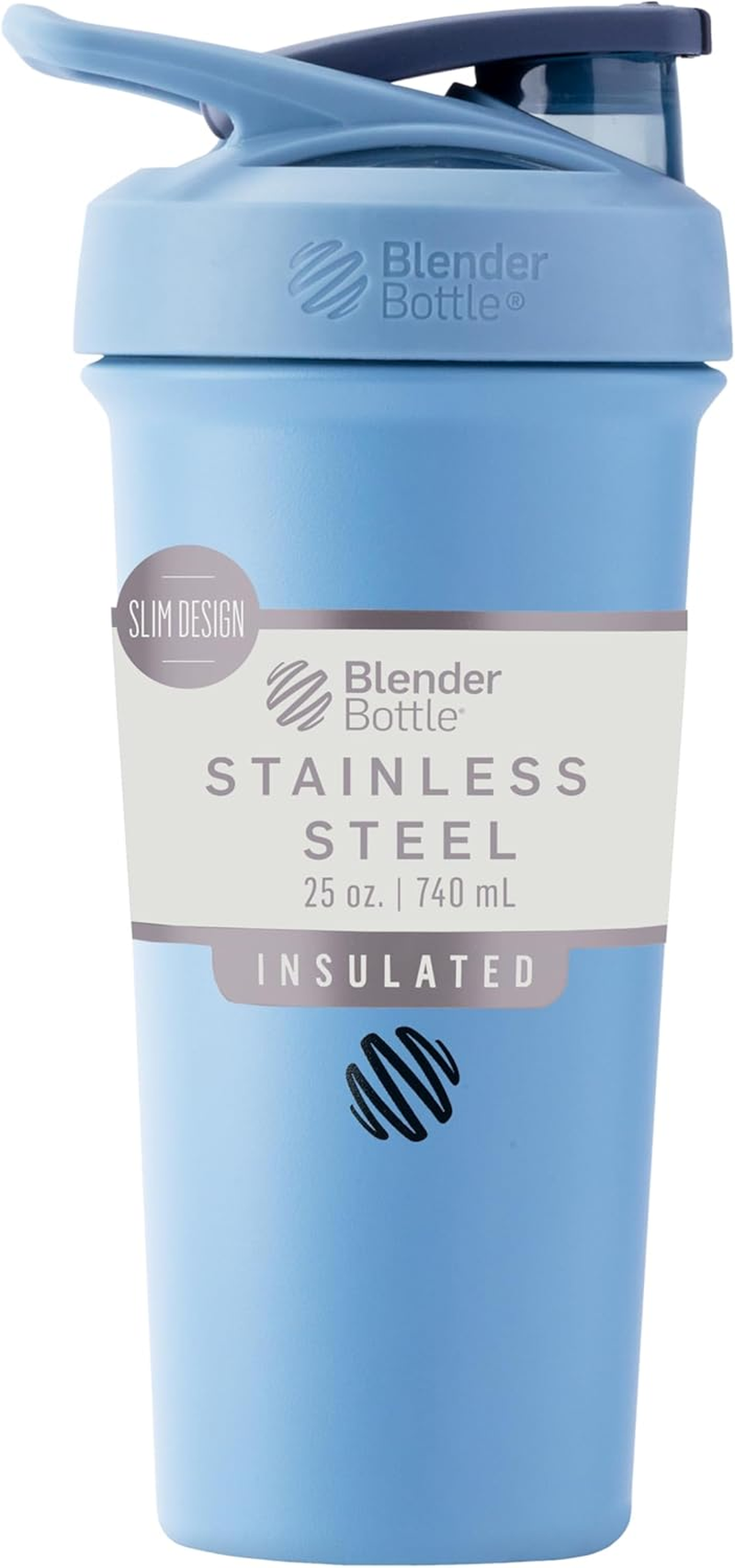 Blenderbottle Strada Sleek Shaker Cup Insulated Stainless Steel Water Bottle with Wire Whisk, 25-Ounce, Dusty Blue image number 2