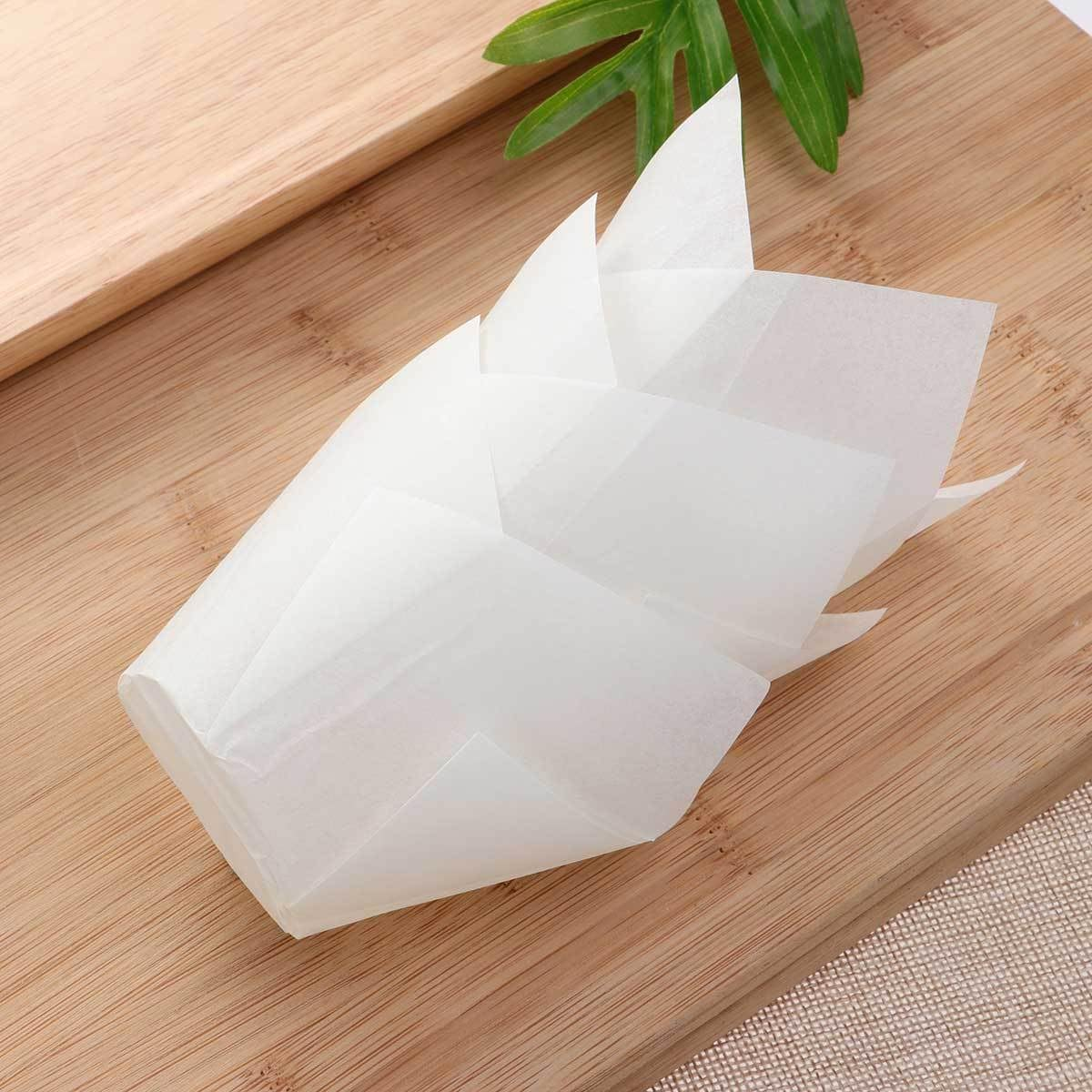 Alipis Elegant Tulip Cake Cup Liners Pcs Baking Cups White Grease Parchment for Cupcake Displays image number 6