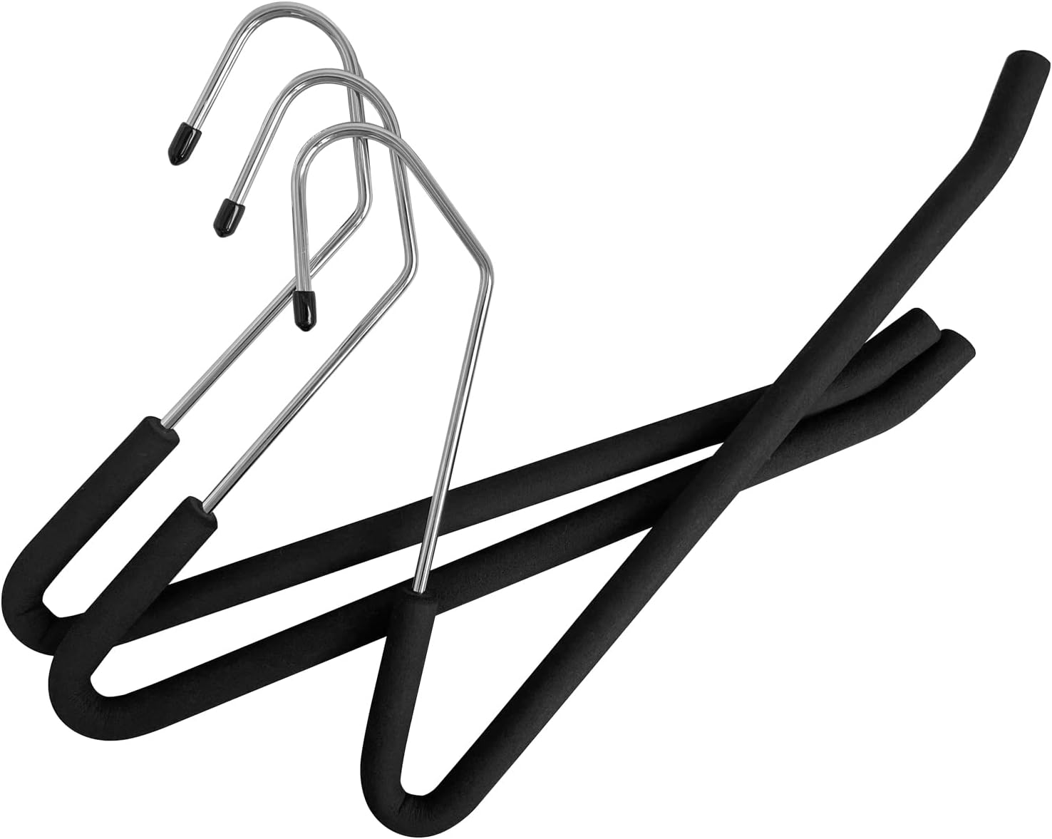 Homa Jia Heavy-Duty Pants Hangers Non-Slip, Foam Open Ended Slacks Pants Hangers for Men and Women, Space Saving Metal Trousers Hangers for Closet, Skirt and Jean Hangers, Black (10 Pack) image number 4