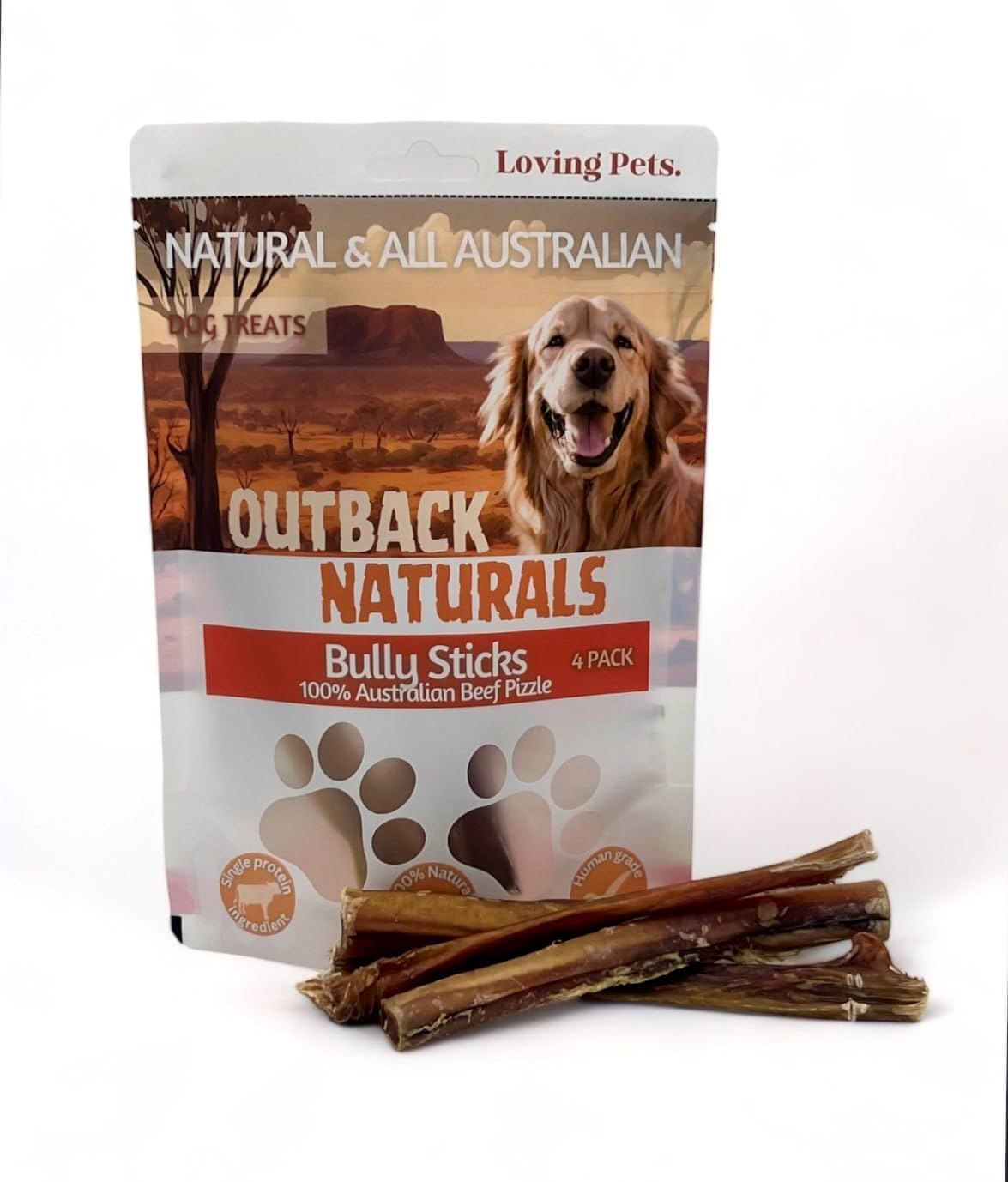 Loving Pets Pure Buffalo Bully Stick Dog Treat (Pack of 4)