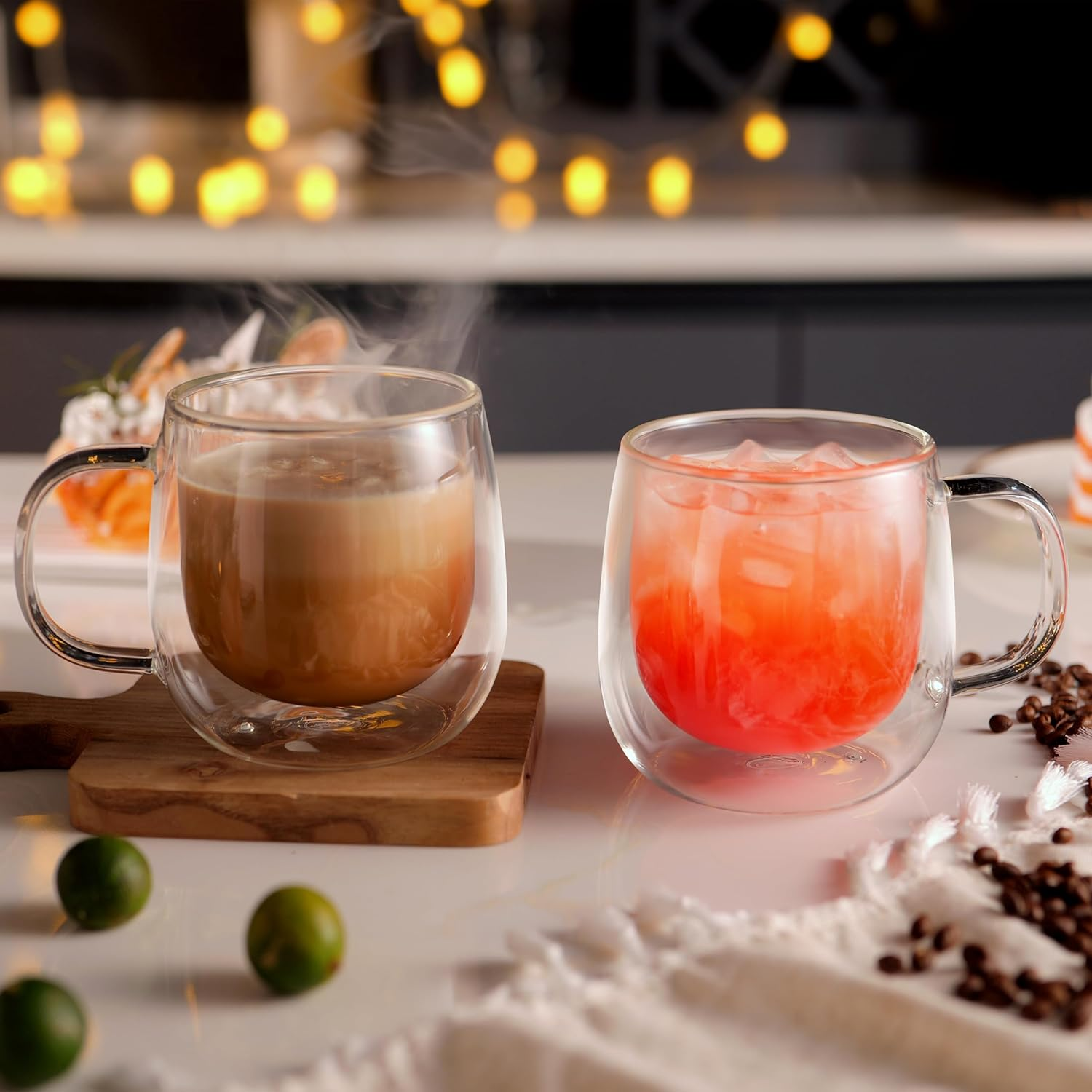 Cnglass Large Double Wall Coffee Mug 16Oz,Set of 4,Insulated Glass Coffee Cups with Handle,Espresso Mugs for Latte,Cappuccino,Tea image number 3