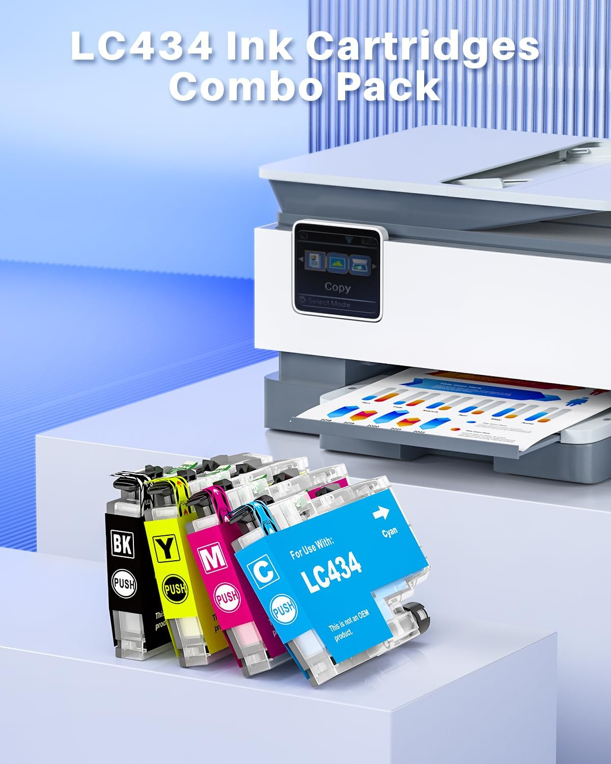 LC434 Ink Cartridges 4 Pack Compatible for Brother LC434 LC-434 LC434XL LC434BK LC434Y LC434C LC434M Use with Brother MFC-J1200DW, MFC-J1200DW XL Printer (1BK,1C,1M,1Y)
