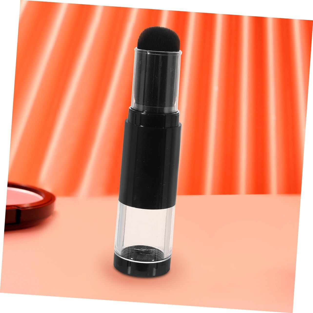 Gatuida 2Pcs Refillable Makeup Brushes Powder Foundation Cosmetic Applicator Brushes Black Fiber Hair Portable Travel