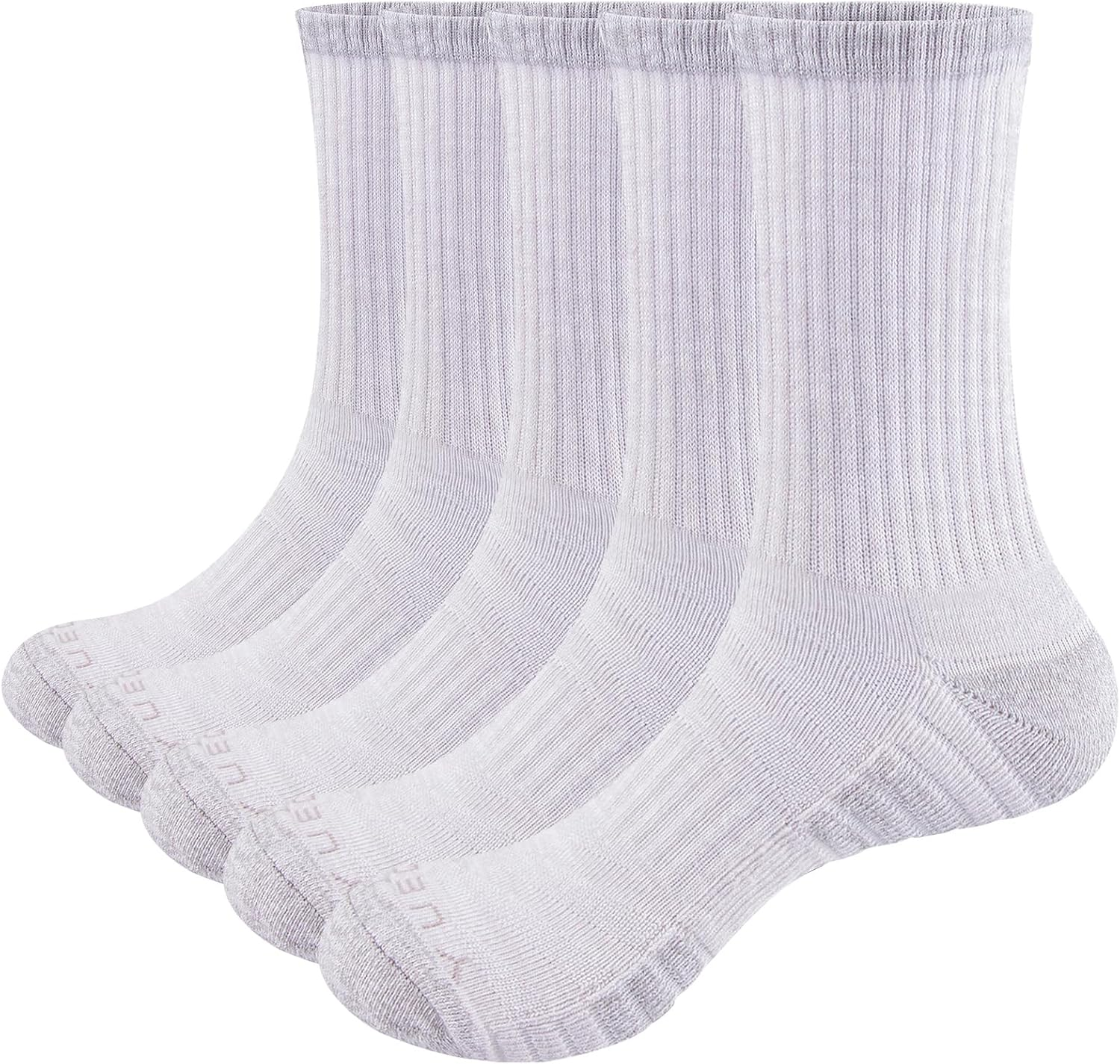 YUEDGE Women'S Cotton Cushioned Crew Sports Socks Mid Calf Outdoor Hiking Socks Moisture Wicking Work Socks for Womens Size 6-11, 5 Pairs