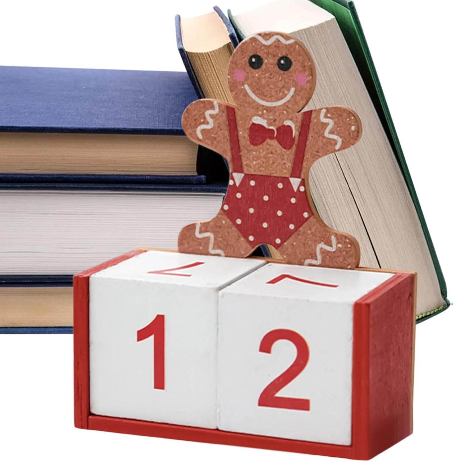 Gingerbread Man Countdown Calendar Decoration, Christmas Advent Calendar 2024 Wooden | Gingerbread Christmas Countdown - Gingerbread Man Decoration Calendar for Home, Table Calendar image number 2