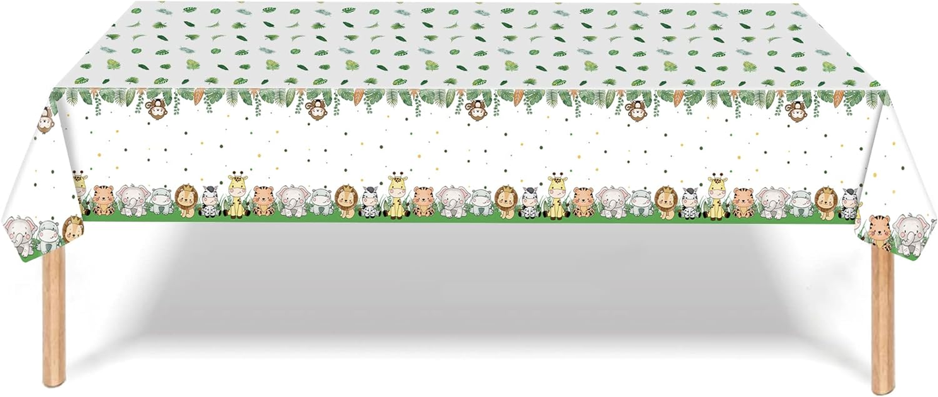 Safari Baby Shower Decorations, Jungle Animal Party Supplies Serves 20, Green Animals Tablecloth, Happy Birthday Banner, Balloons, Plates, Napkins, Cups for Baby Shower Safari Birthday Party Supplies