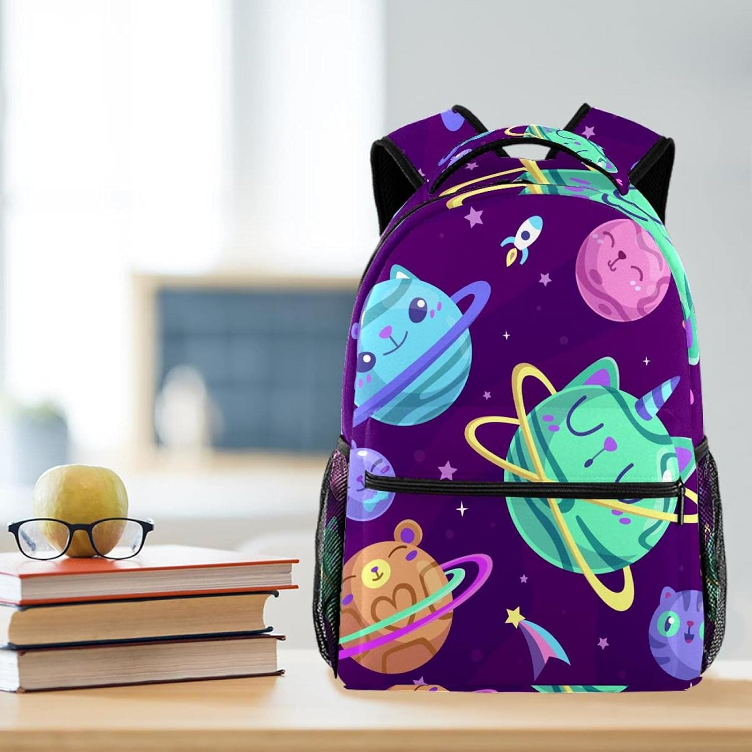 Cartoon Solar System Backpack Students Shoulder Bags Travel Bag College School Tote Backpacks image number 4