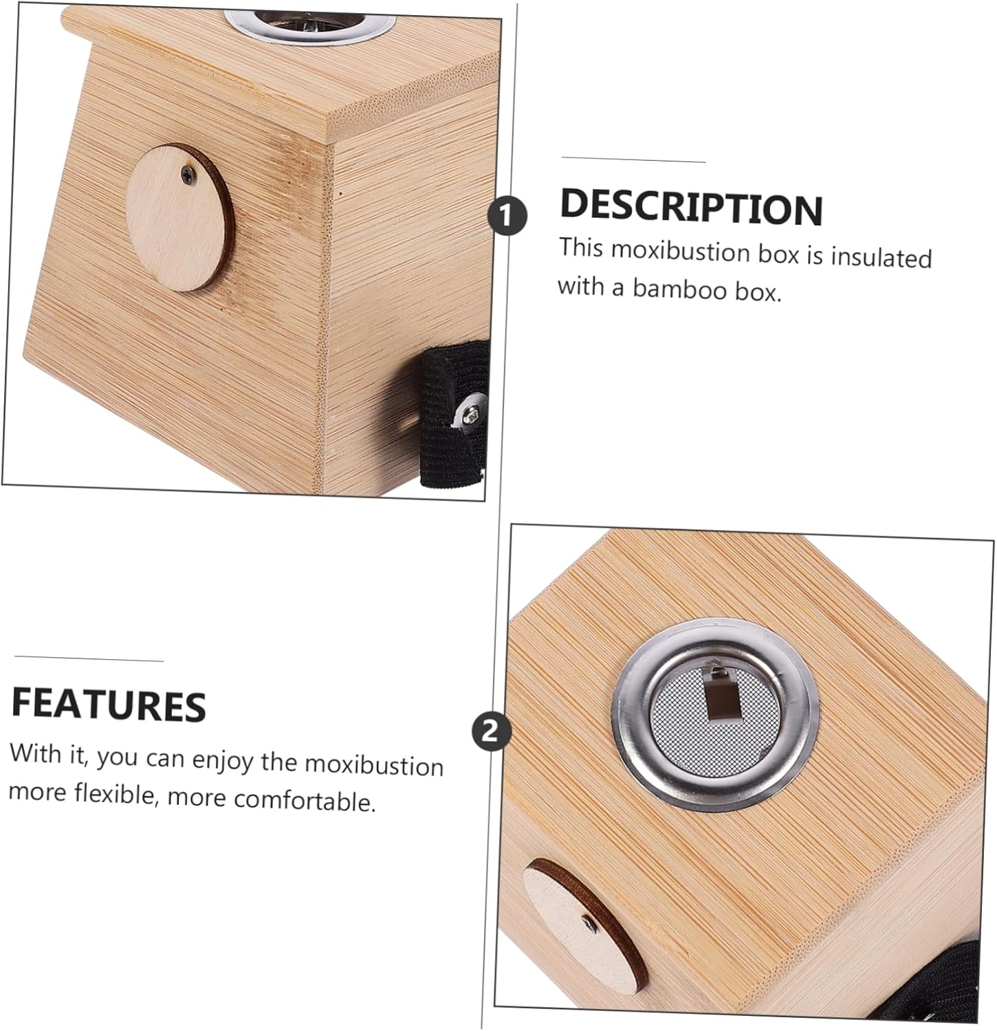 Anneome Bamboo Moxibustion Box Thickened Single-Hole Moxa Therapy Device Household Temperature-Controlled Heat Insulation Tool for Home Moxibustion image number 3