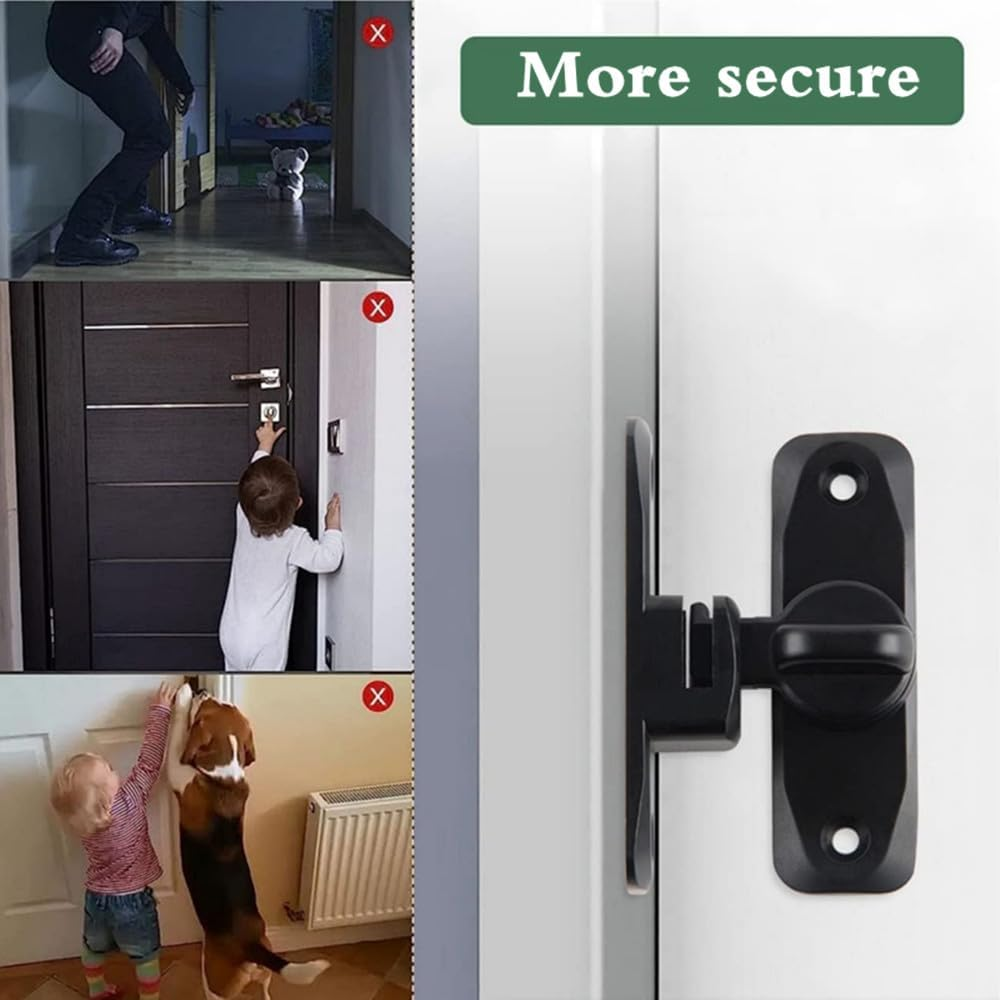 1 Pack Barn Sliding Door Lock, 90&deg; and 180&deg; Installation Heavy Duty Bolt Locks, Flip Door Lock Latch, Screen Door Locks, Wardrobe Door Lock, Suitable for Barn, Garden, Bathroom, Home Security image number 5