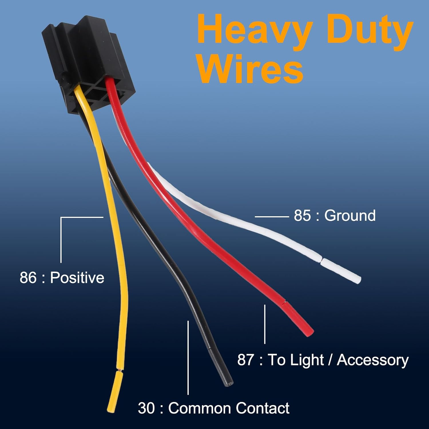 DIANN 5Pcs Car Relay with Harness 12V 40A 4 Pin SPST Harness Sockets with Color-Labeled Wires for Automotive Truck Van Motorcycle Boat image number 4
